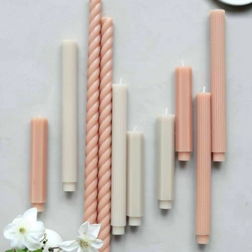 Ribbed Taper Candle, Set of 2, Petal - Image 4
