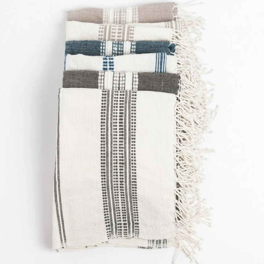 Aden Cotton Hand Towel, Grey with Natural - Image 6
