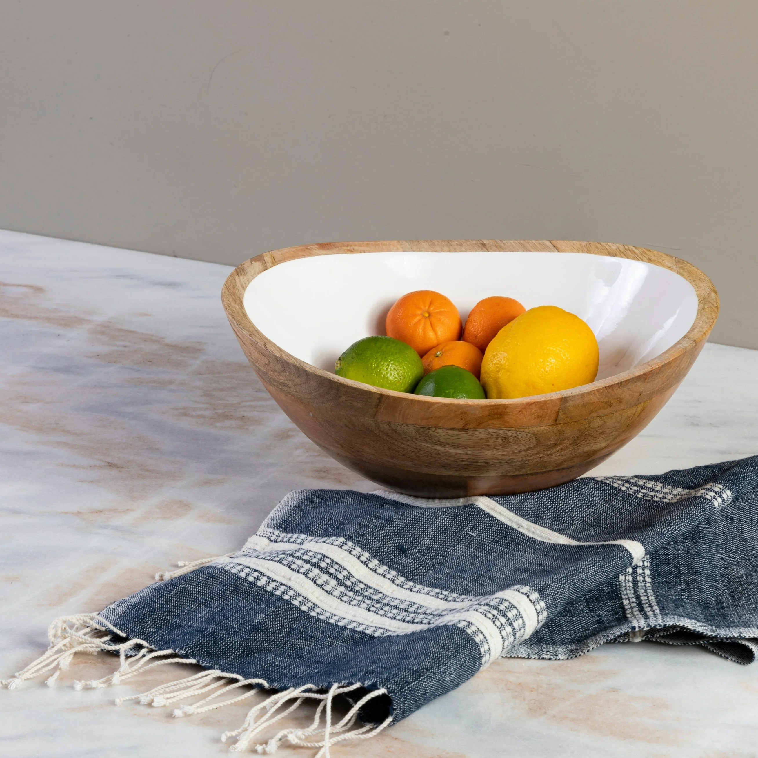 Aden Cotton Hand Towel, Navy with Natural - Image 3