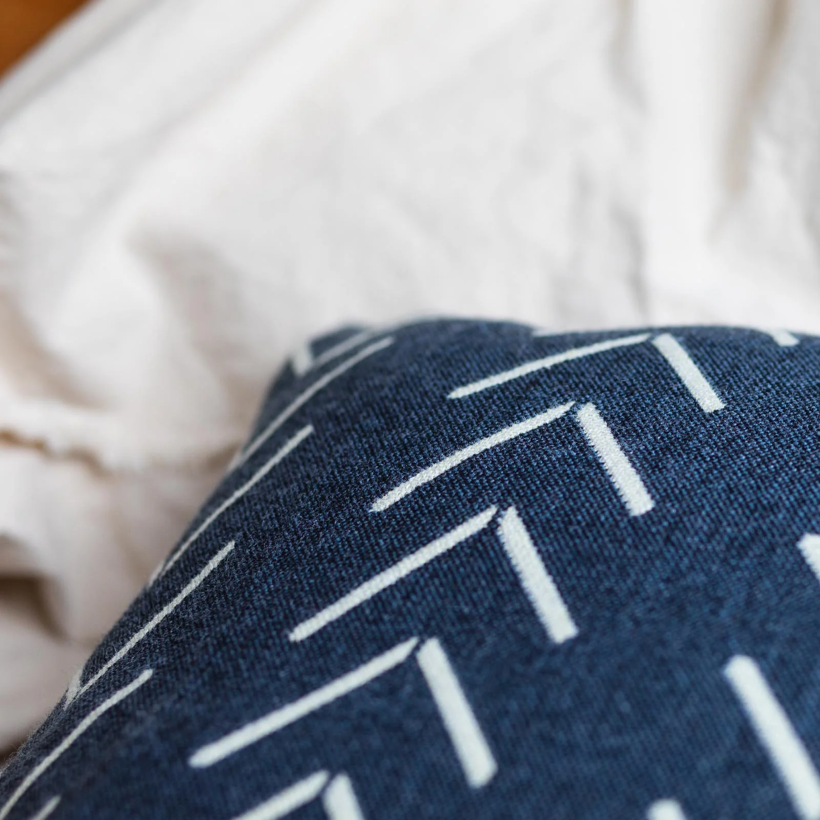 Alpaca Square Pillow, Navy with Chevrons - Image 4