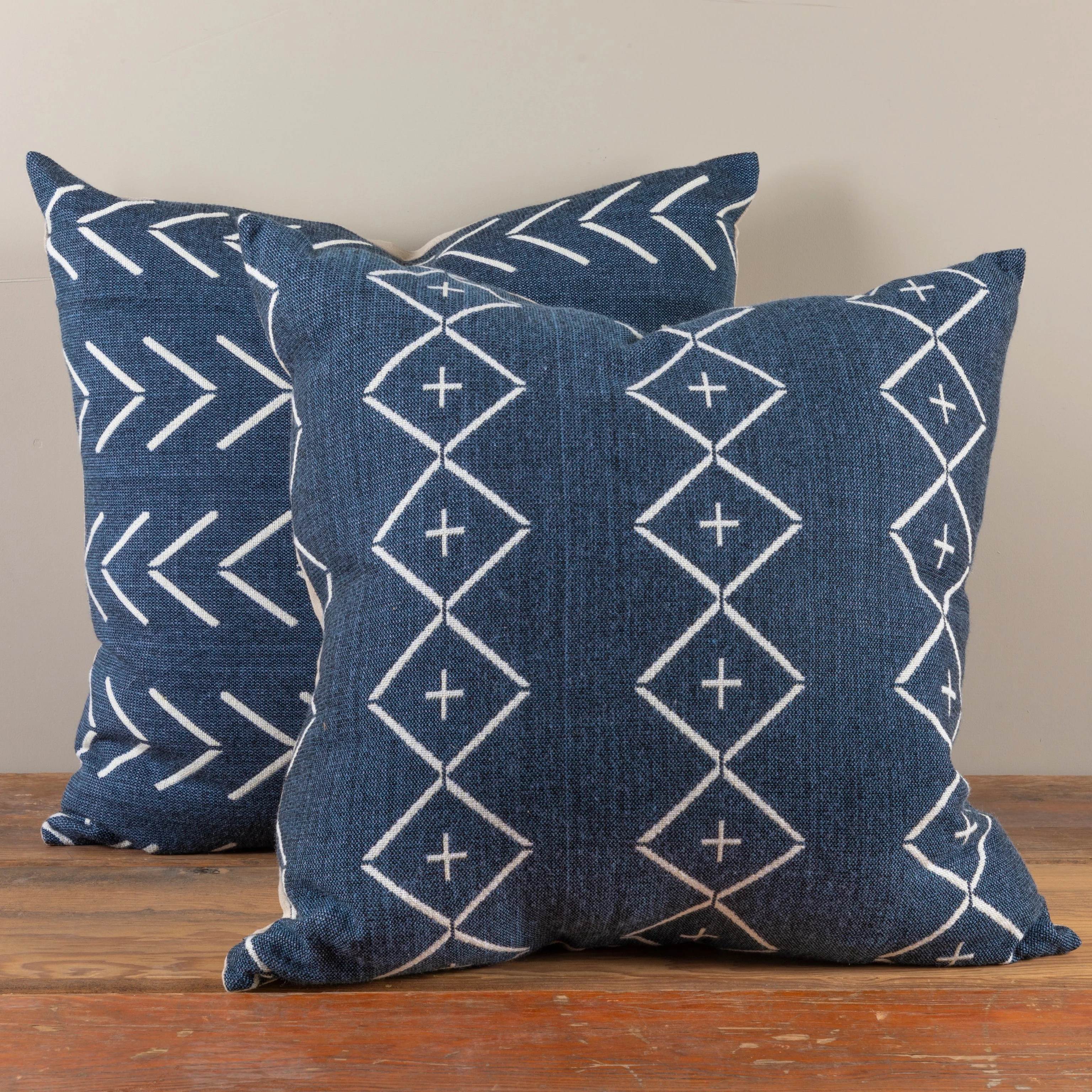 Alpaca Square Pillow, Navy with Diamond & Plus - Image 3