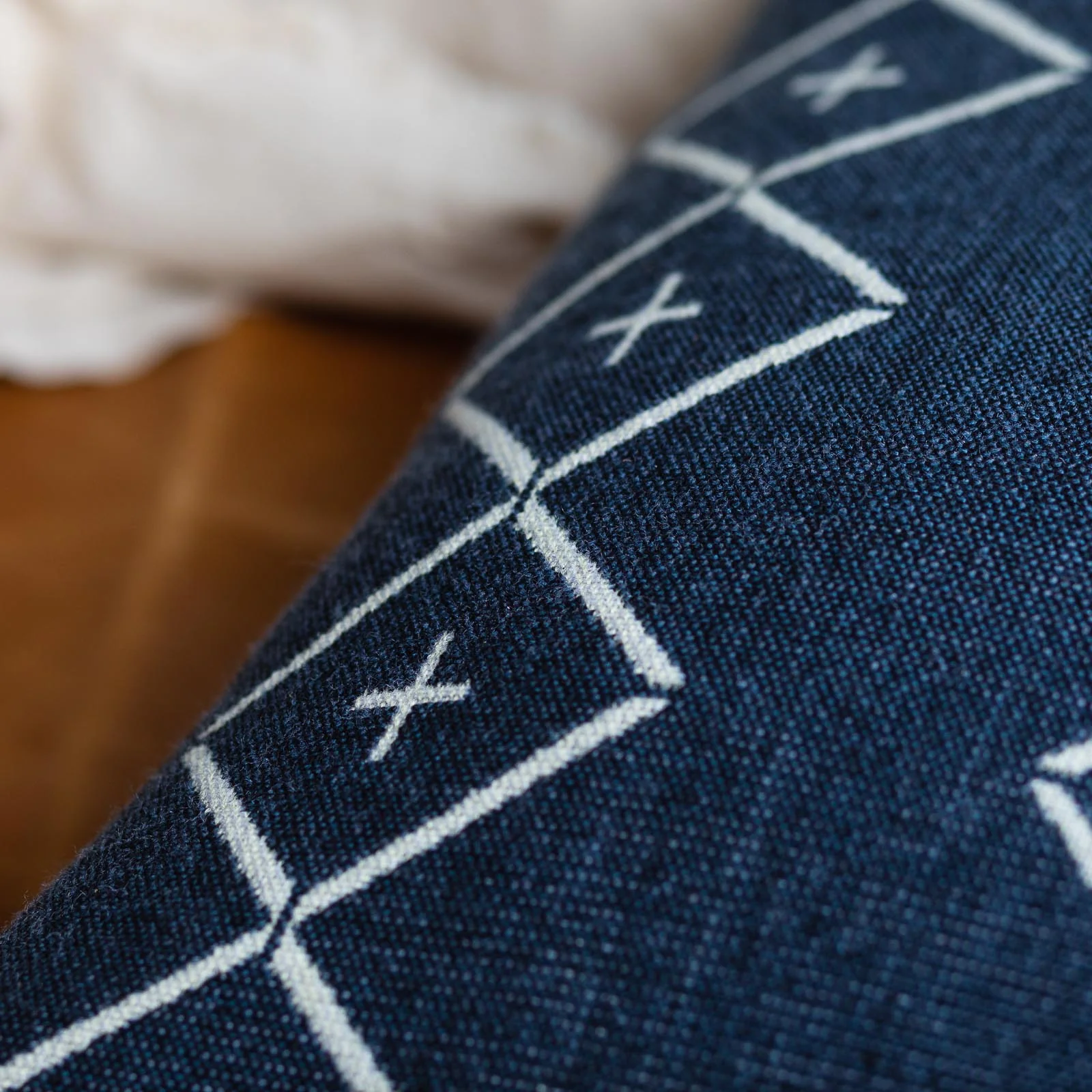Alpaca Square Pillow, Navy with Diamond & Plus - Image 5