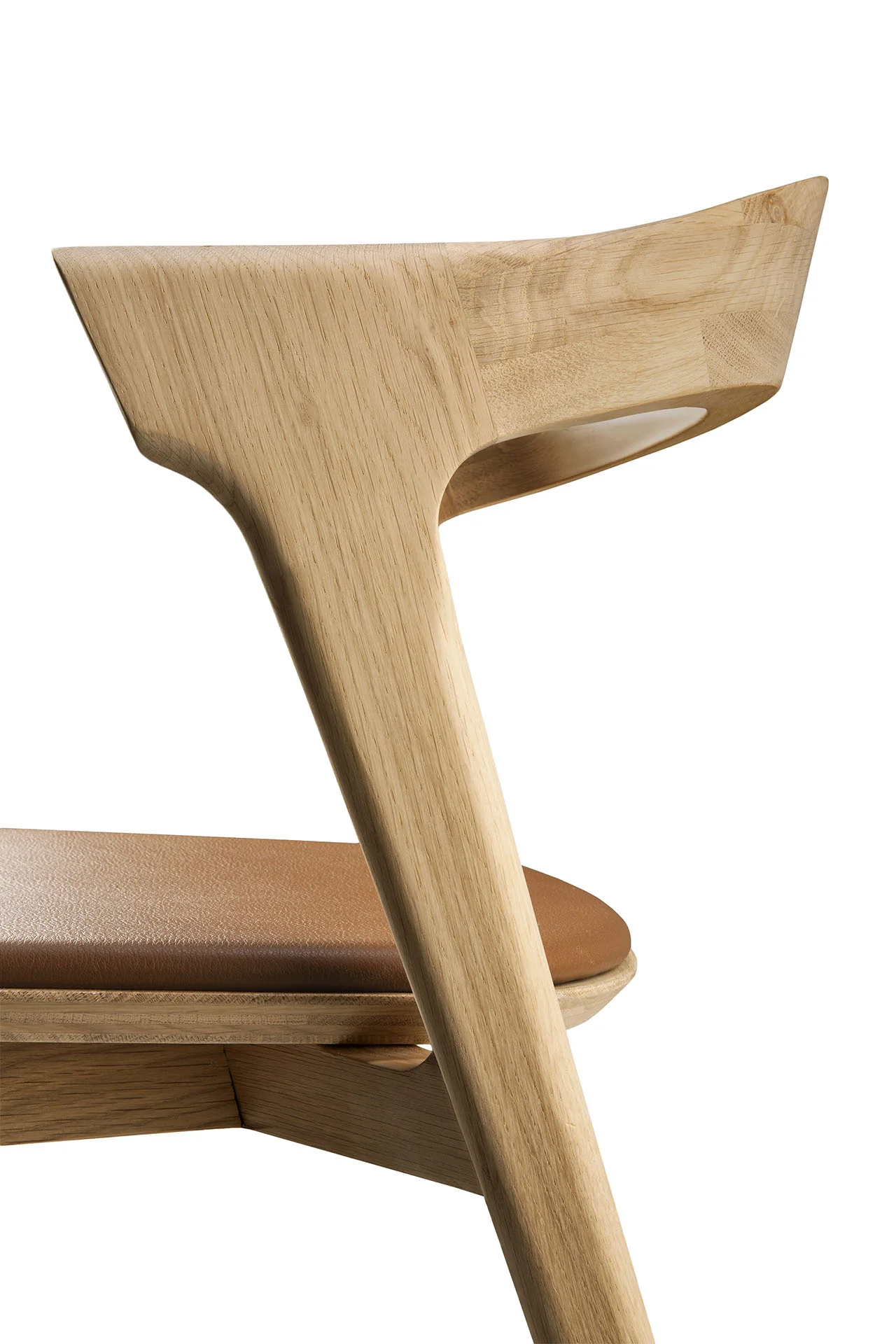 Bok Solid Oak Dining Chair, Varnished with Cognac Leather Cushion - Image 6