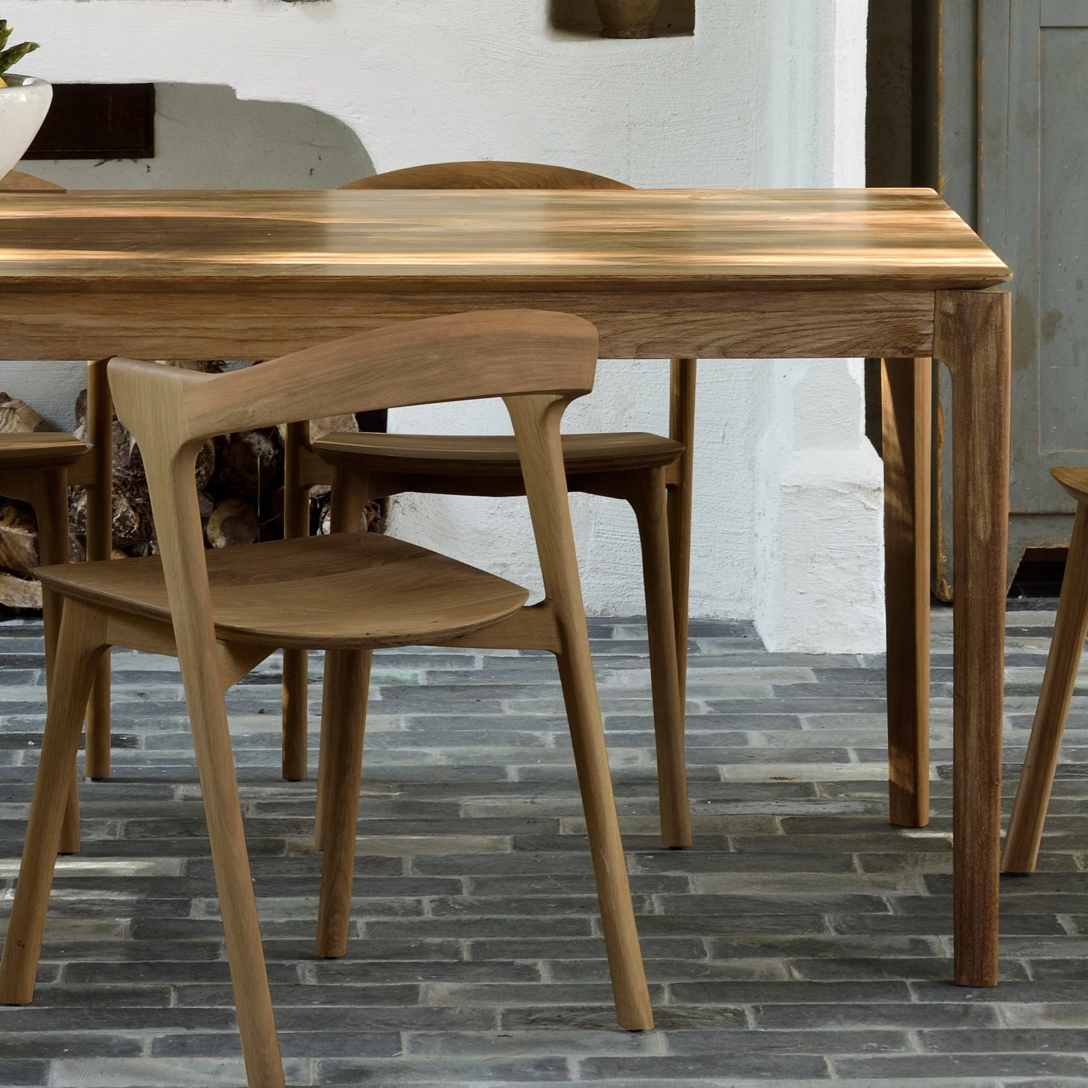 Bok Solid Teak Extendable Dining Table, 71"/ 110.5"