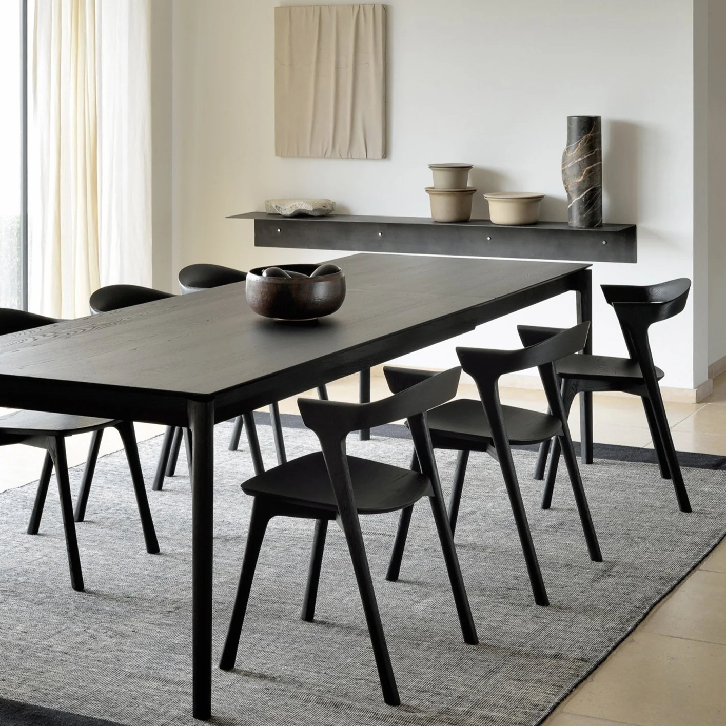 Bok Solid Black Oak Extendable Dining Table, 55.5"/ 87" - Image 2