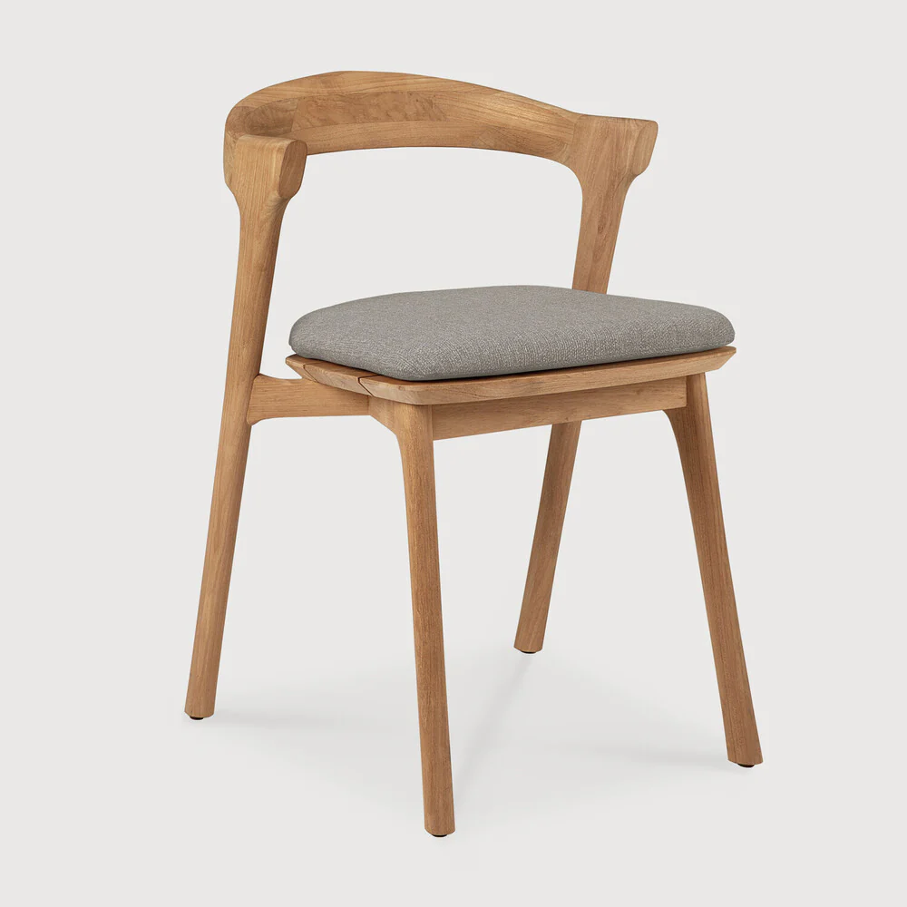 Bok Solid Teak Outdoor Dining Chair With Mocha Fabric Cushion - Image 5