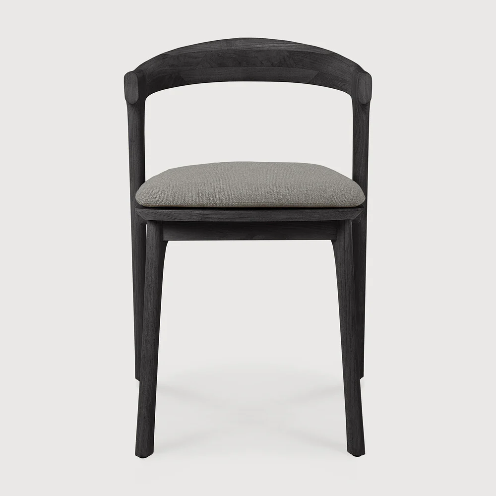Bok Solid Black Teak Outdoor Dining Chair With Mocha Fabric - Image 3