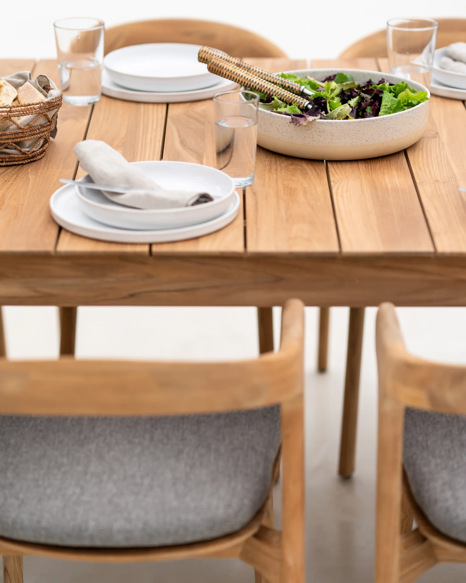Bok Solid Teak Outdoor Dining Table, 98" - Image 3