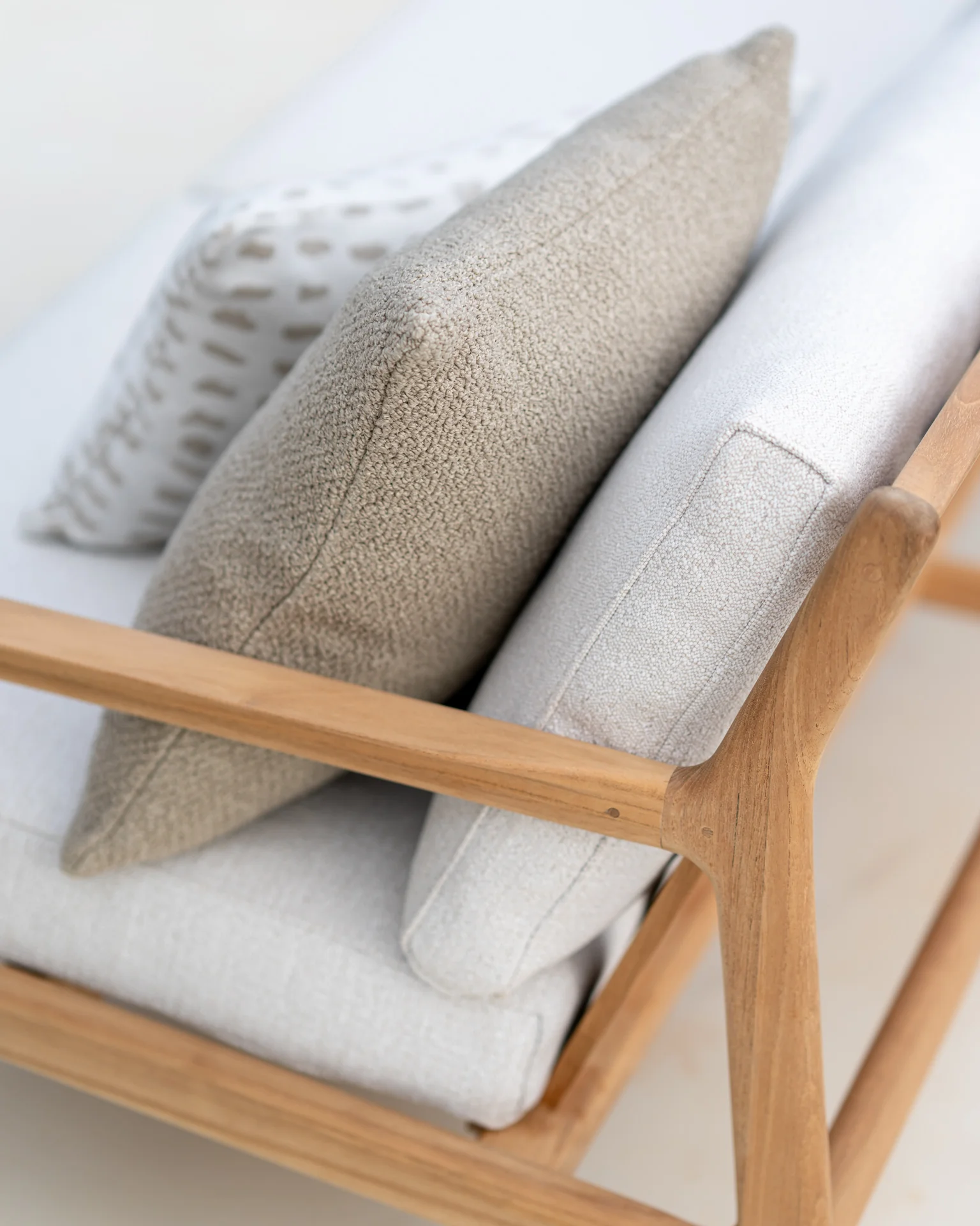Boucle Outdoor Square Pillow, Set of 2, Oat - Image 4