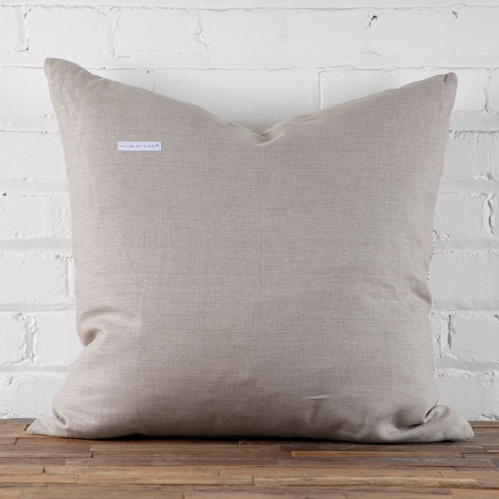 Natural Linen Square Pillow with Aso Oke Mudcloth - Image 5