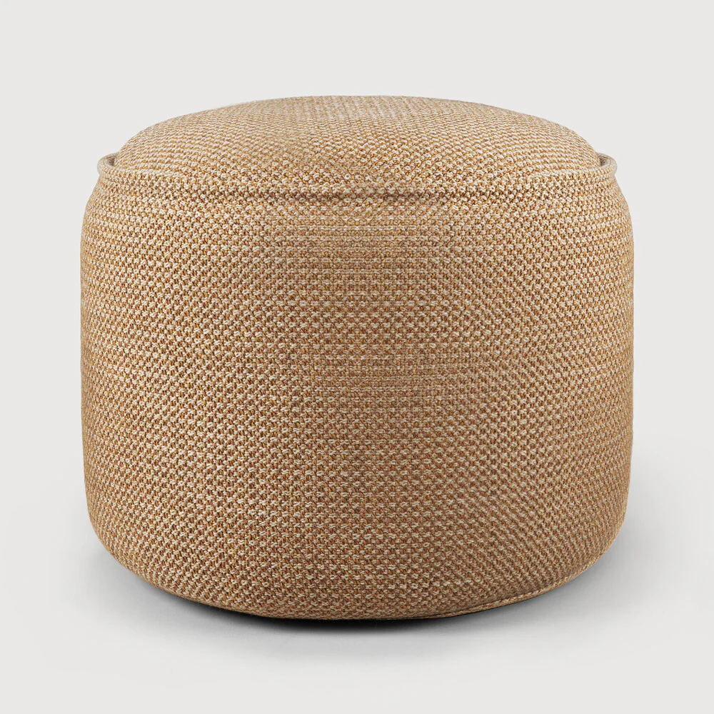 Donut Outdoor Pouf, Marsala Check Fabric - Image 3
