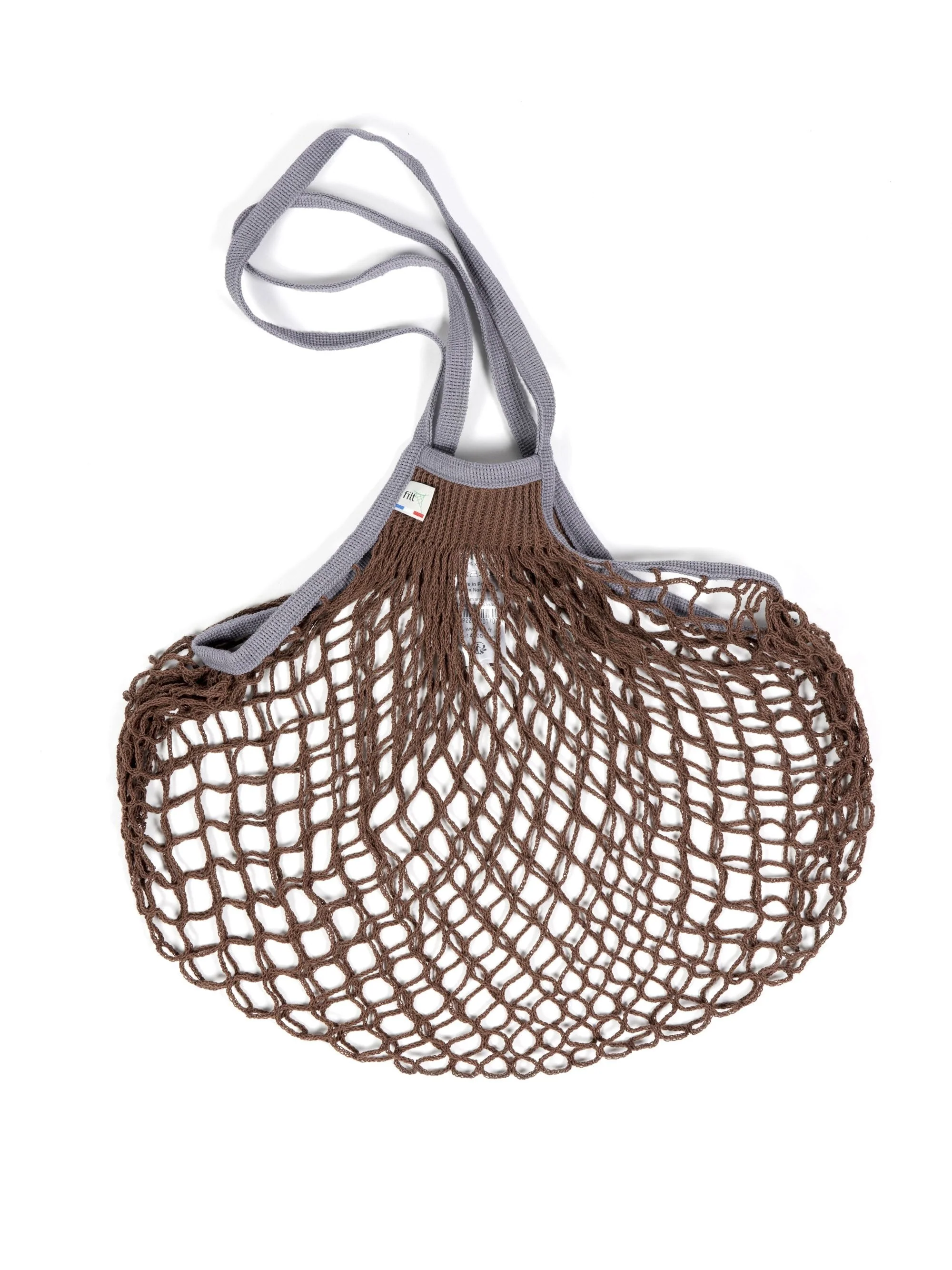 Filt Brown Cotton Grey Handle Shopper Medium -220SEPIA.POIGNEE.GRIS.LEAD - Image 3