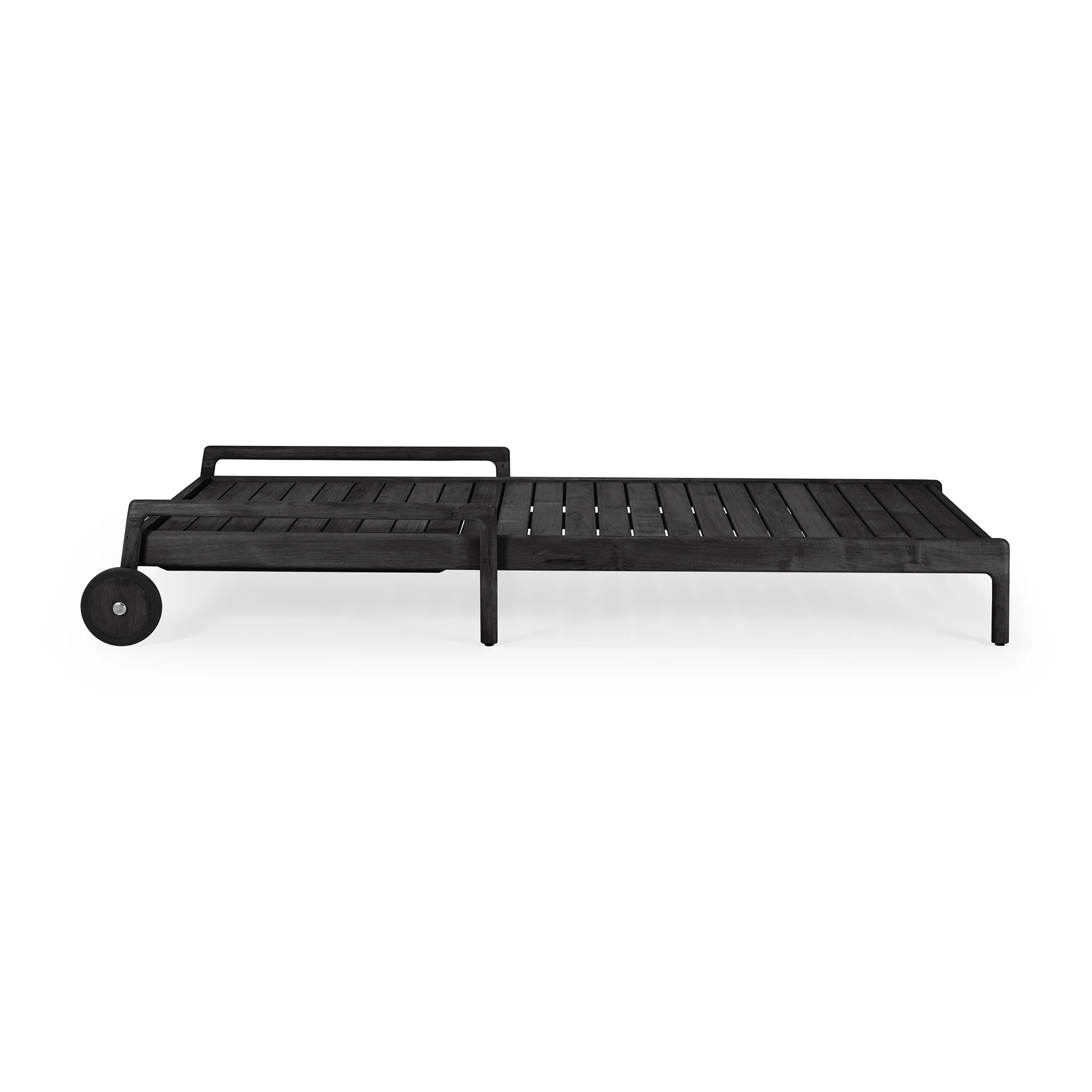Jack Solid Black Teak Outdoor Adjustable Lounger Frame - Image 3