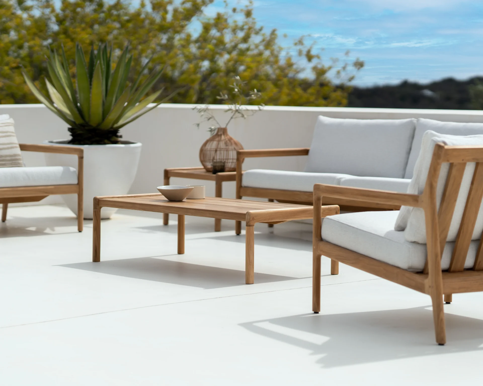 Jack Solid Teak Outdoor Coffee Table, 59.5" - Image 3
