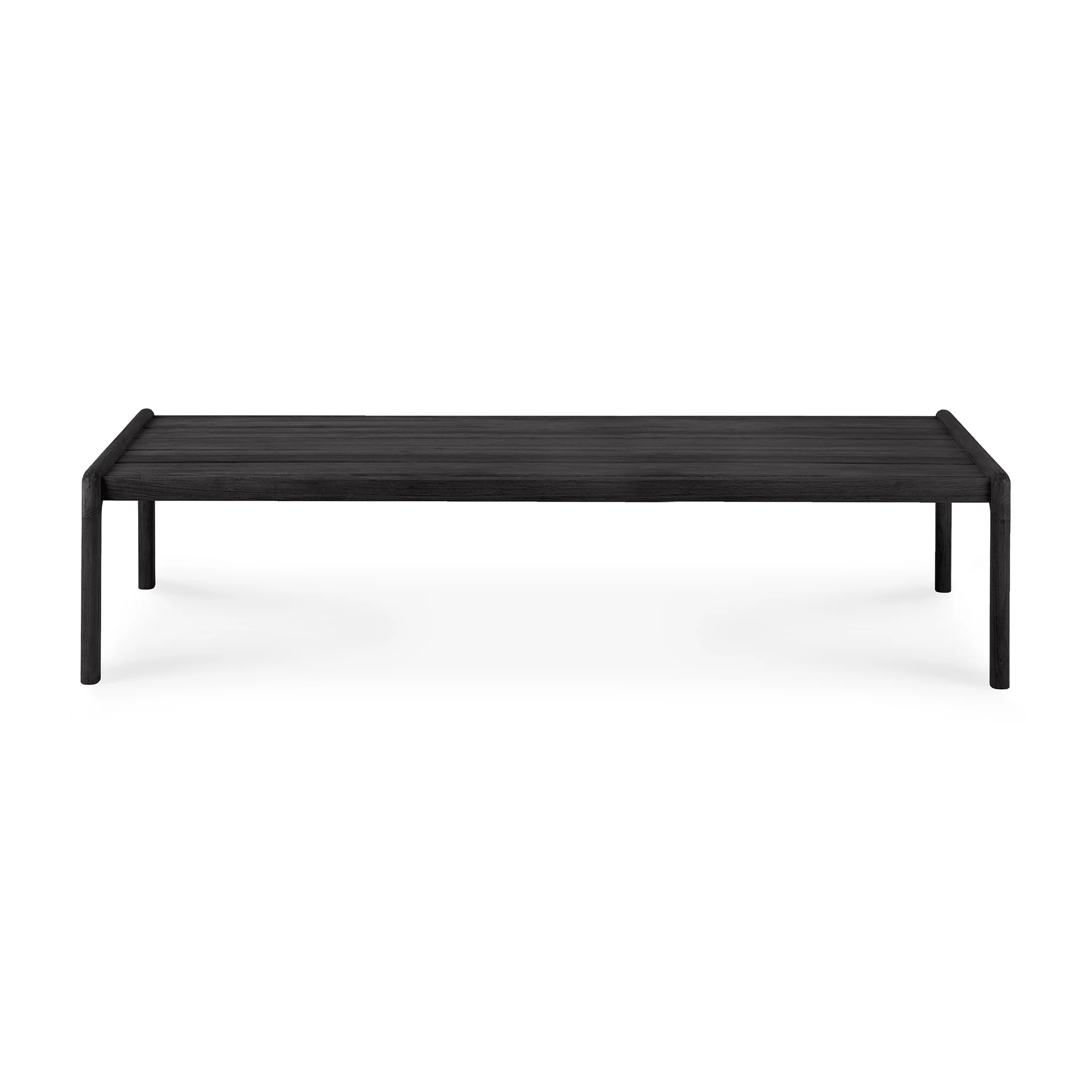 Jack Solid Black Teak Outdoor Coffee Table, 59.5" - Image 3