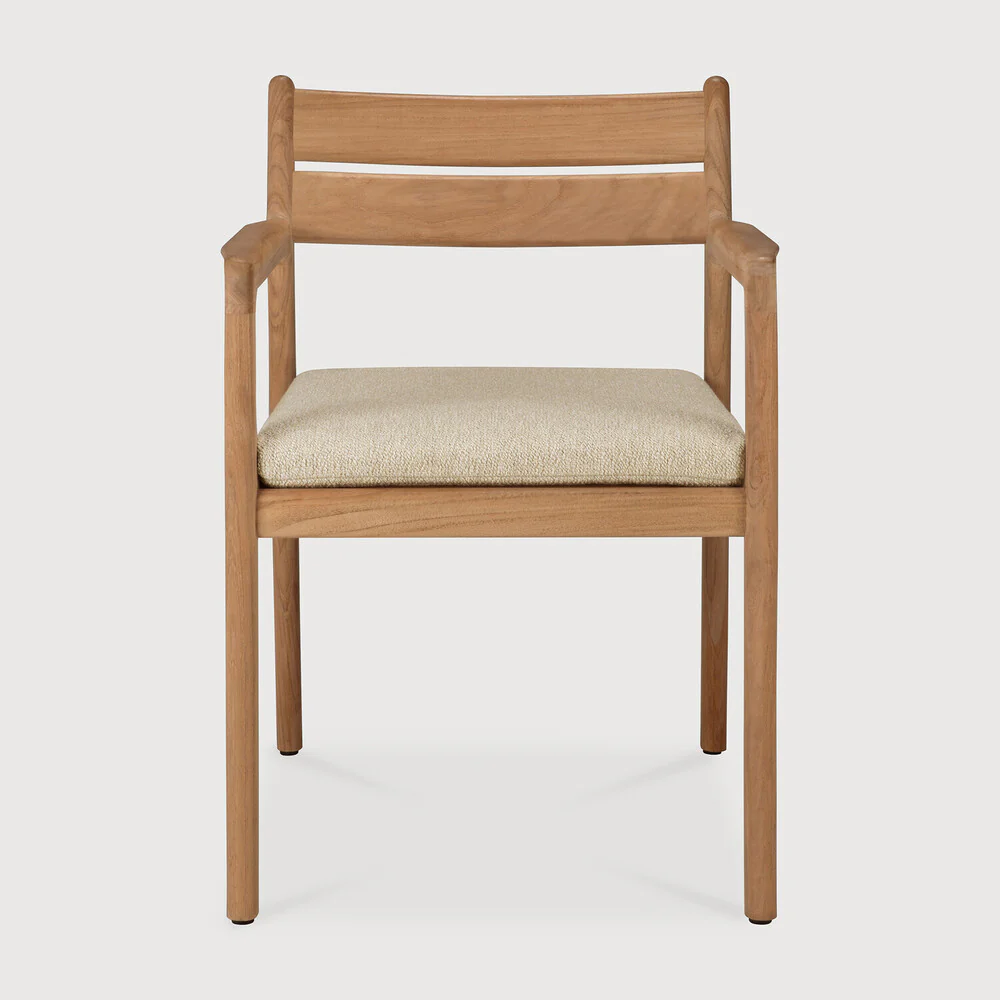Jack outdoor dining chair - teak - Natural fabric - with arms - Image 2