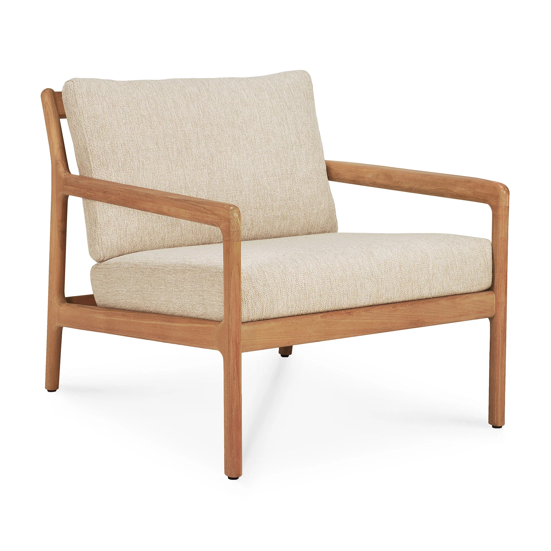 Jack Solid Teak Outdoor Lounge Chair, Natural Fabric - Image 3