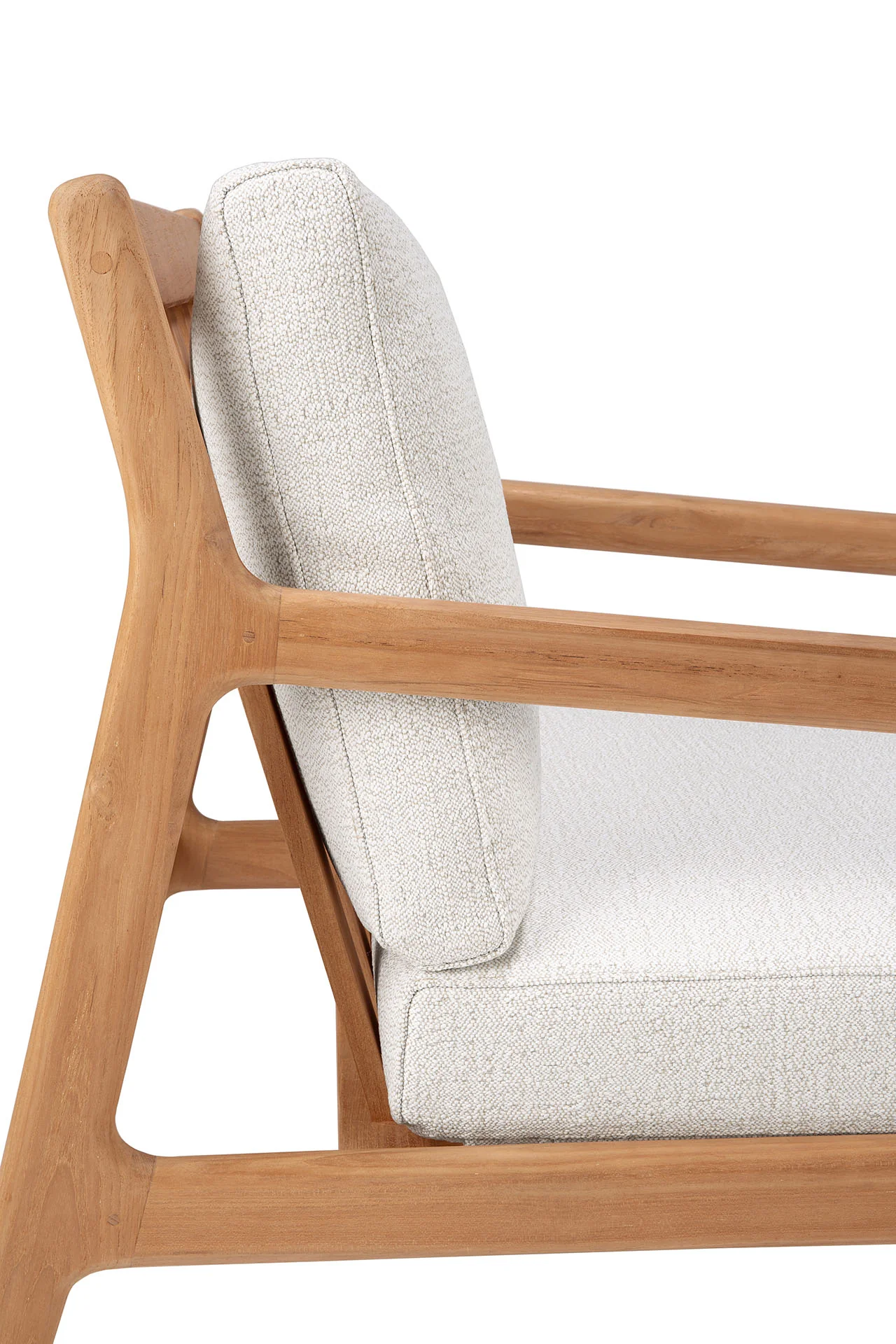 Jack Solid Teak Outdoor Lounge Chair, Off White Fabric - Image 12
