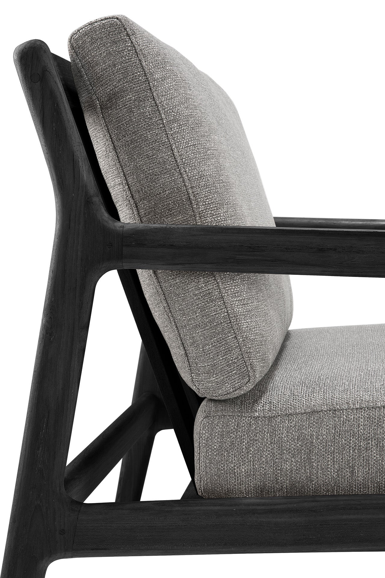 Jack Solid Black Teak Outdoor Lounge Chair, Mocha Fabric - Image 7
