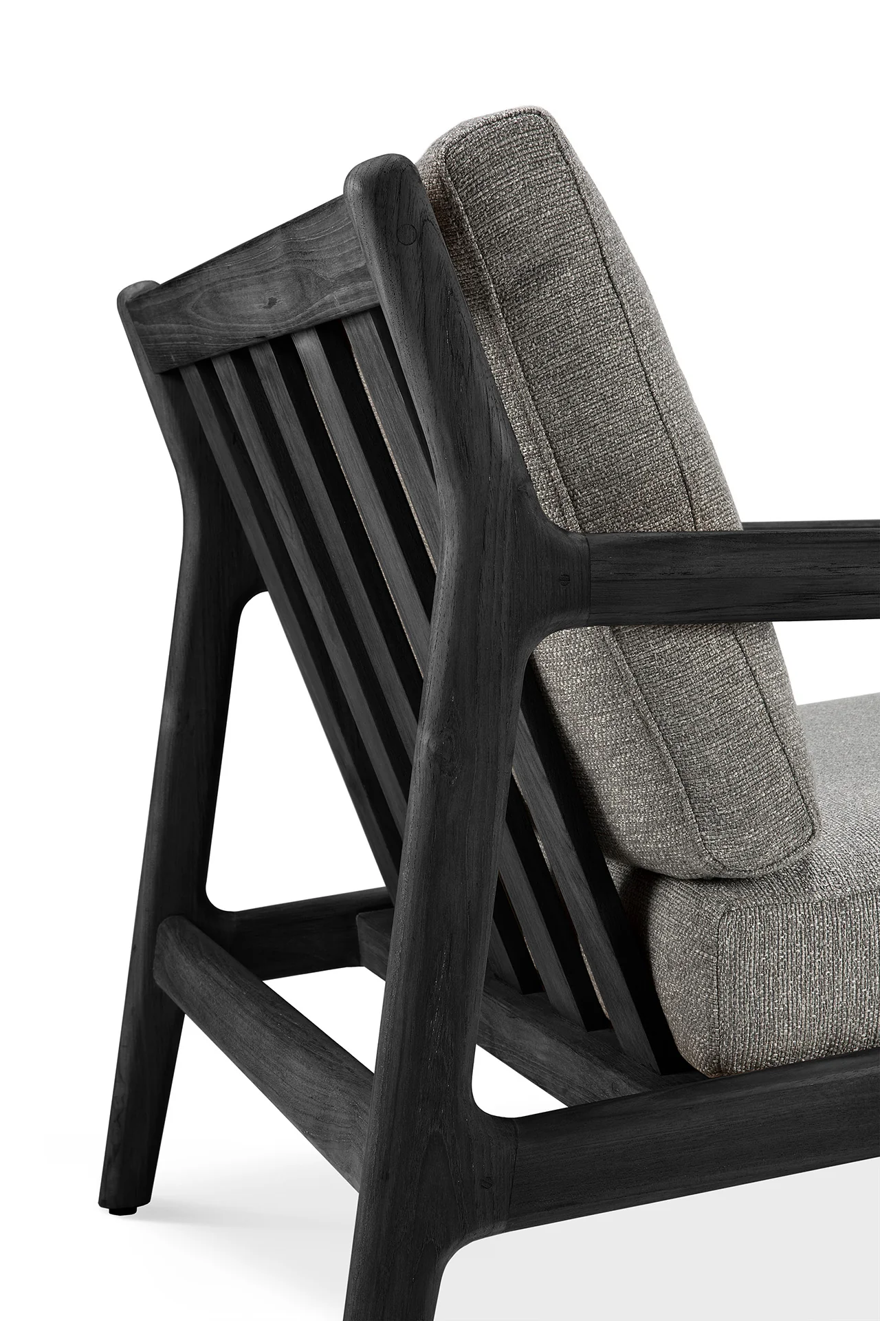 Jack Solid Black Teak Outdoor Lounge Chair, Mocha Fabric - Image 8