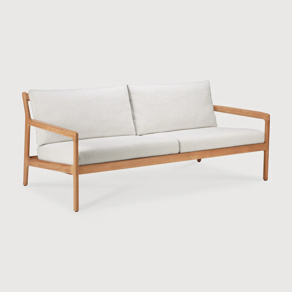 Jack Solid Teak Outdoor 2 Seater Sofa, Off White Fabric - Image 7