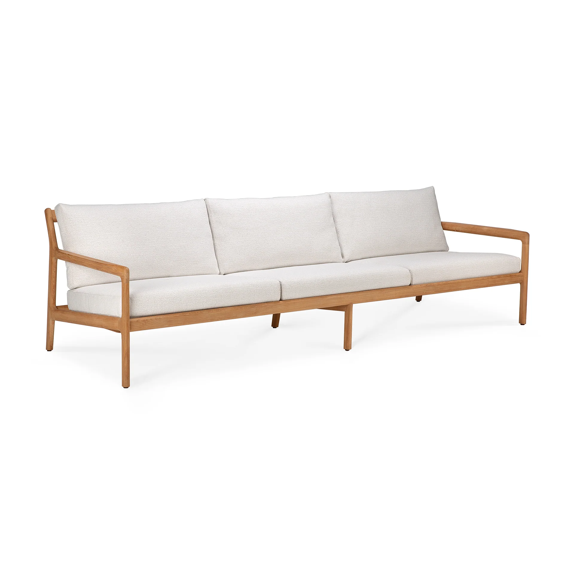 Jack Solid Teak Outdoor 3 Seater Sofa, Off White Fabric - Image 7
