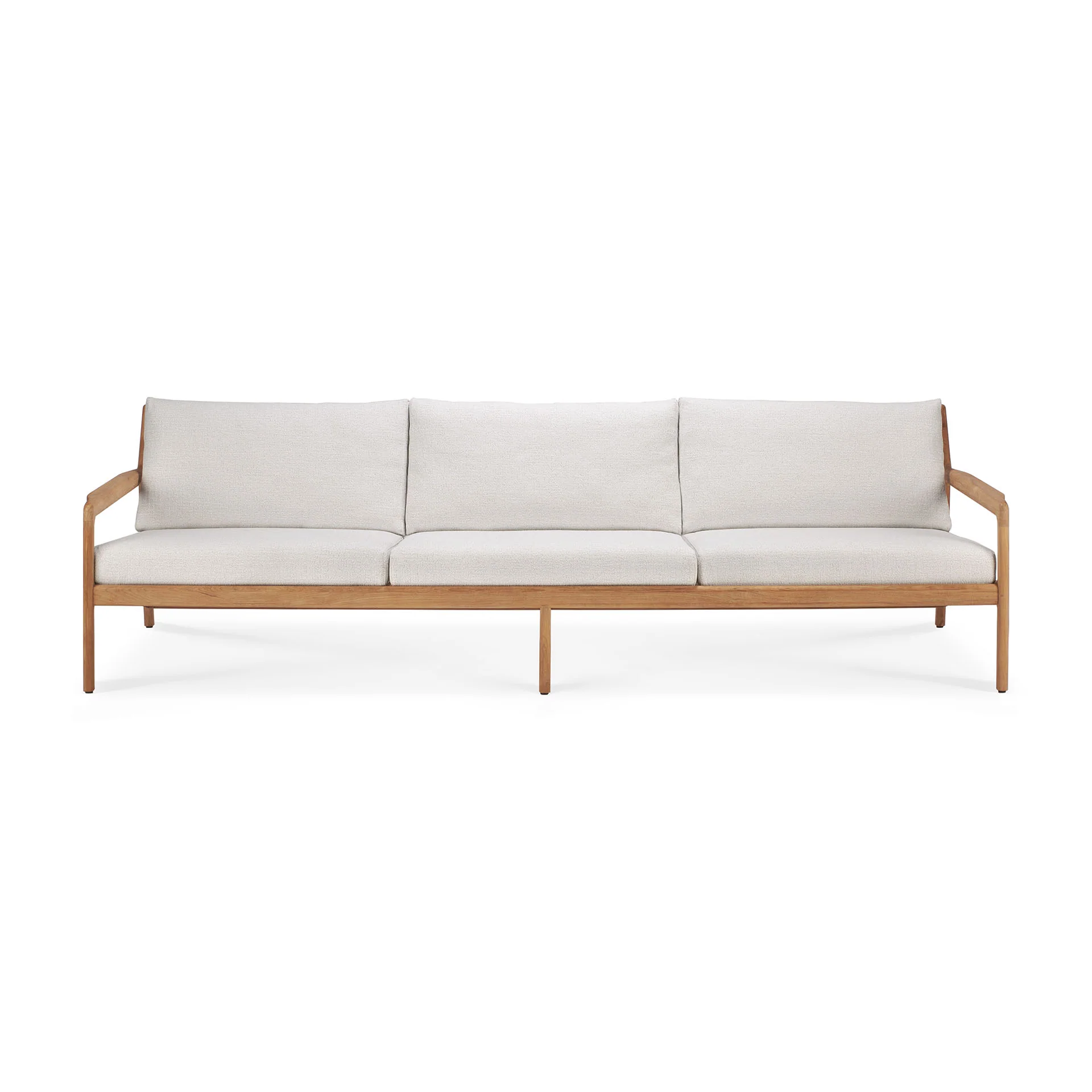 Jack Solid Teak Outdoor 3 Seater Sofa, Off White Fabric - Image 8