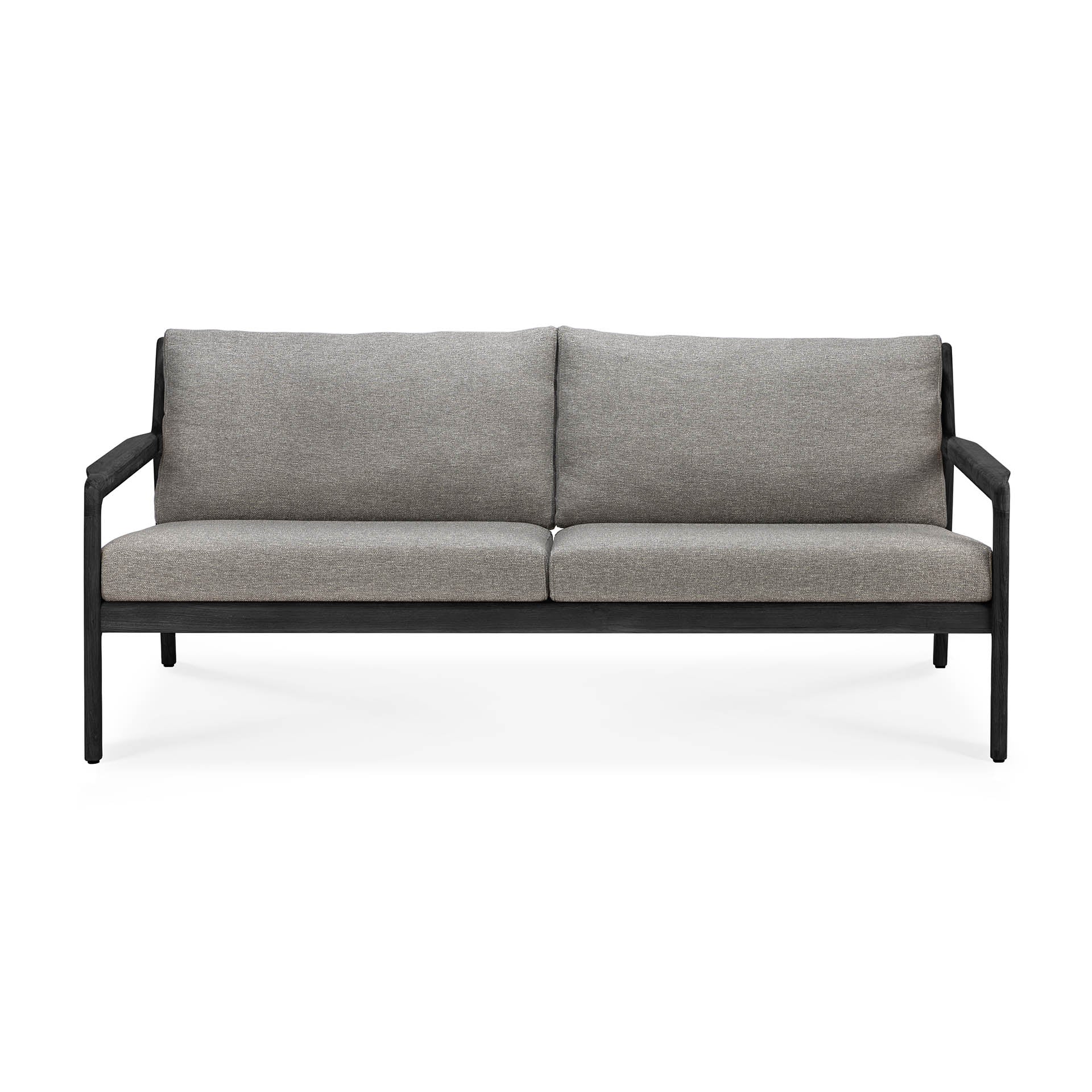Jack Solid Black Teak Outdoor 2 Seater Sofa, Mocha Fabric - Image 3