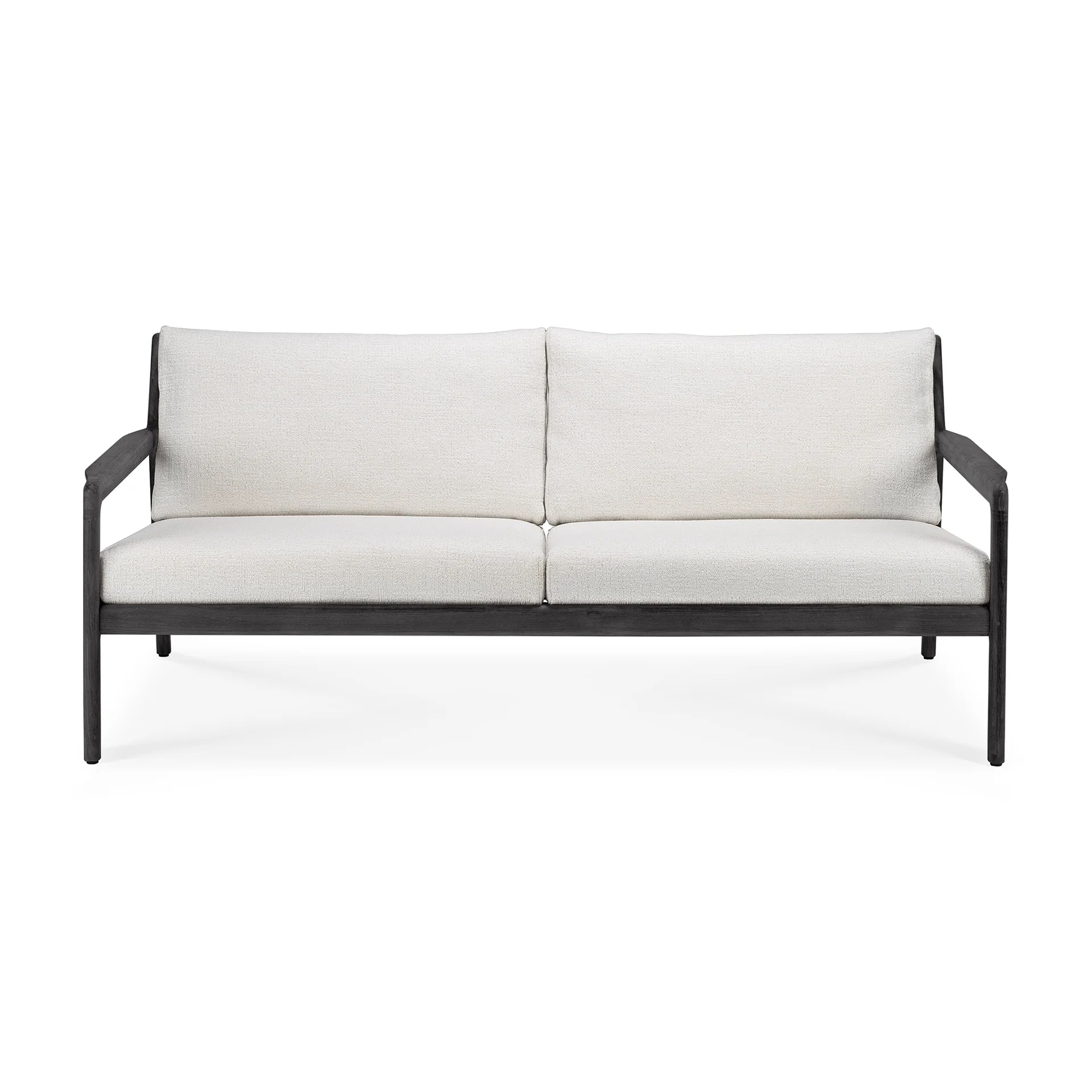 Jack Solid Black Teak Outdoor 2 Seater Sofa, Off White Fabric - Image 4