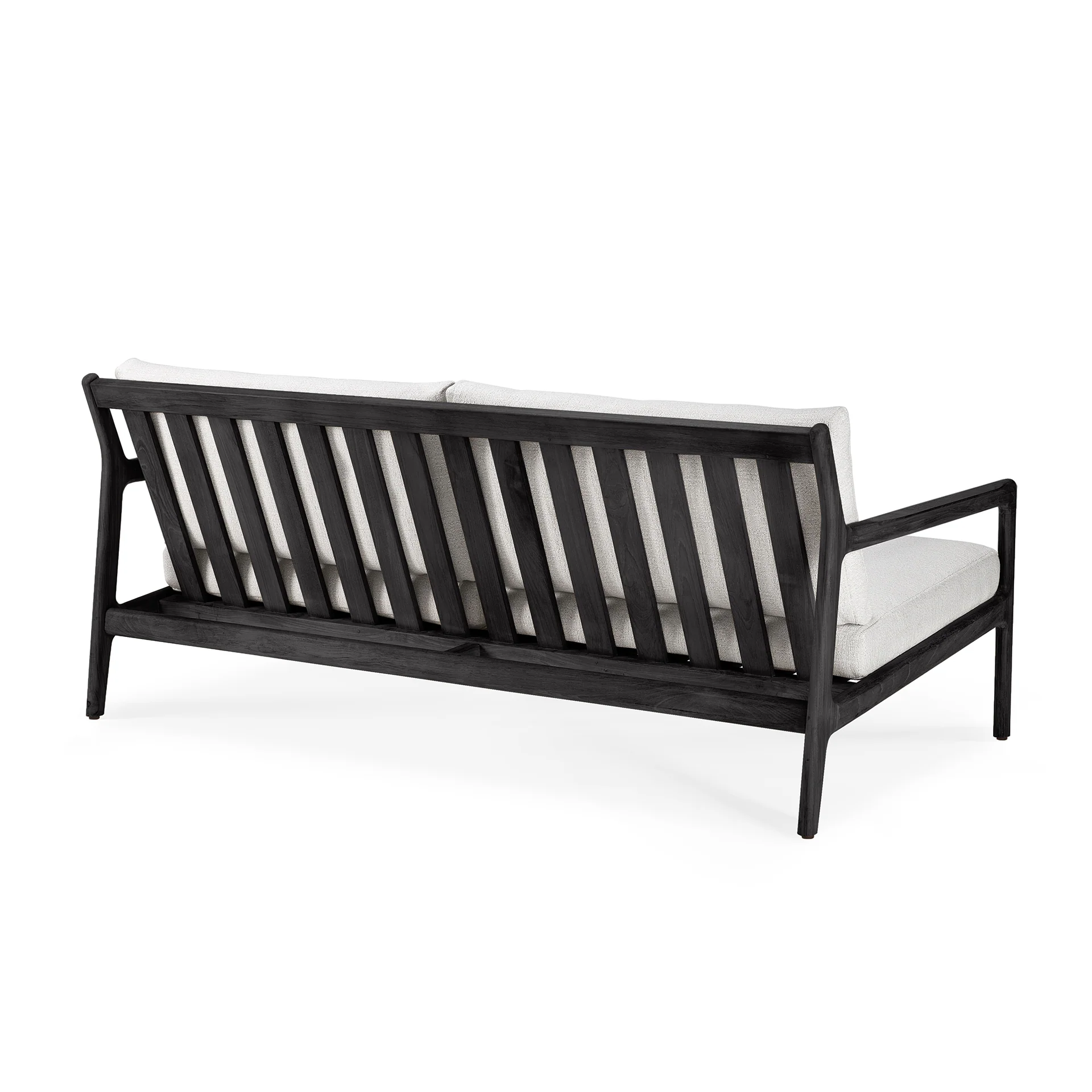 Jack Solid Black Teak Outdoor 2 Seater Sofa, Off White Fabric - Image 6