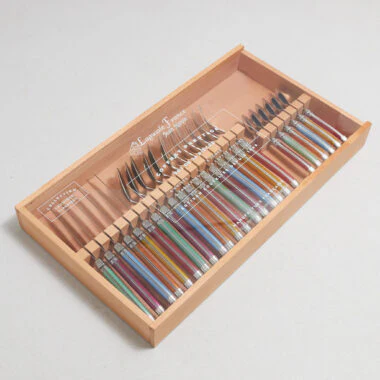 Laguiole 24 Piece Flatware Set, Platine Rainbow in Wood Box with Acrylic Lid - Image 2