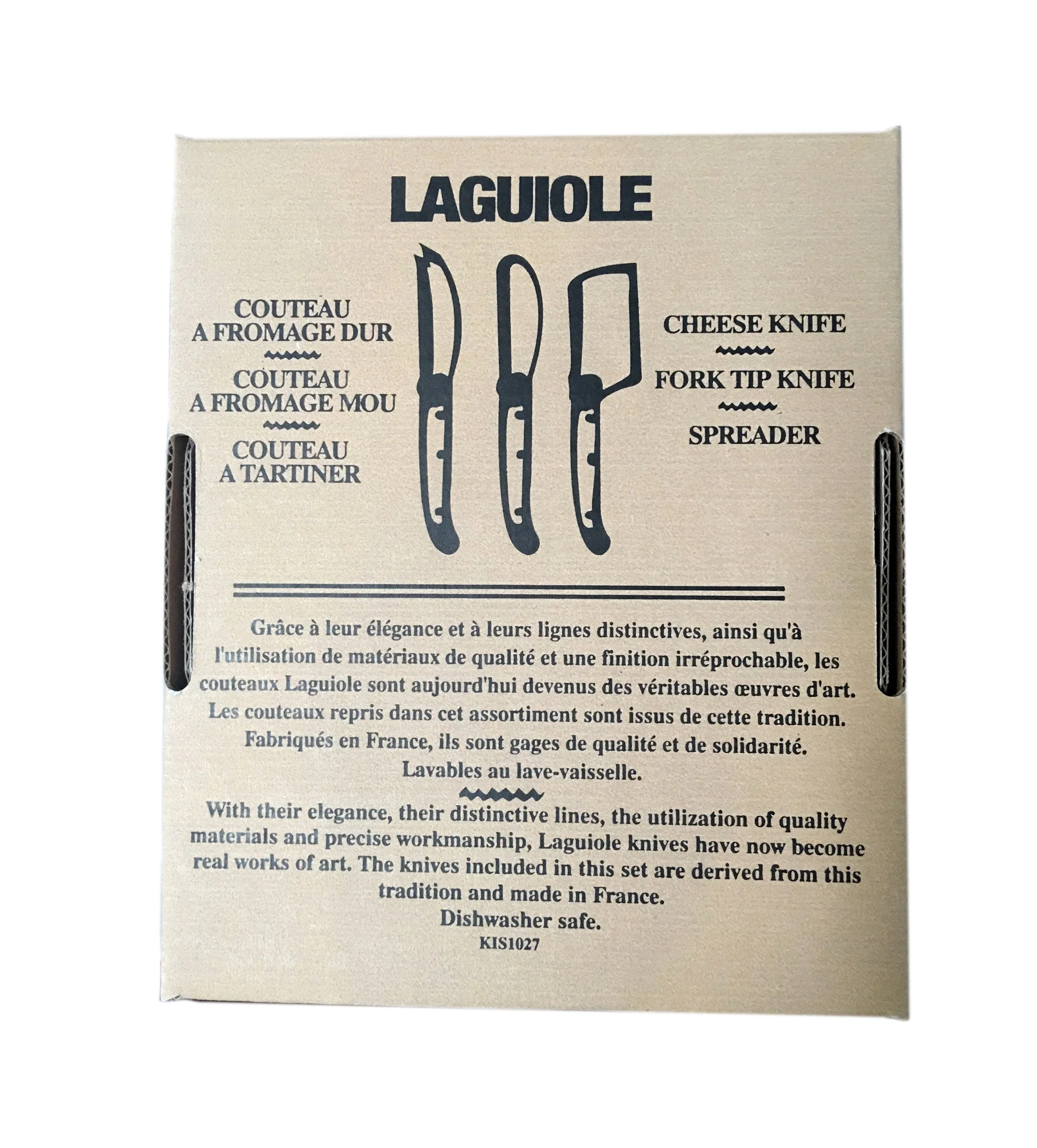 Laguiole 3 Piece Mini Cheese Utensil Set, Black in Kraft Paper Box - Image 6