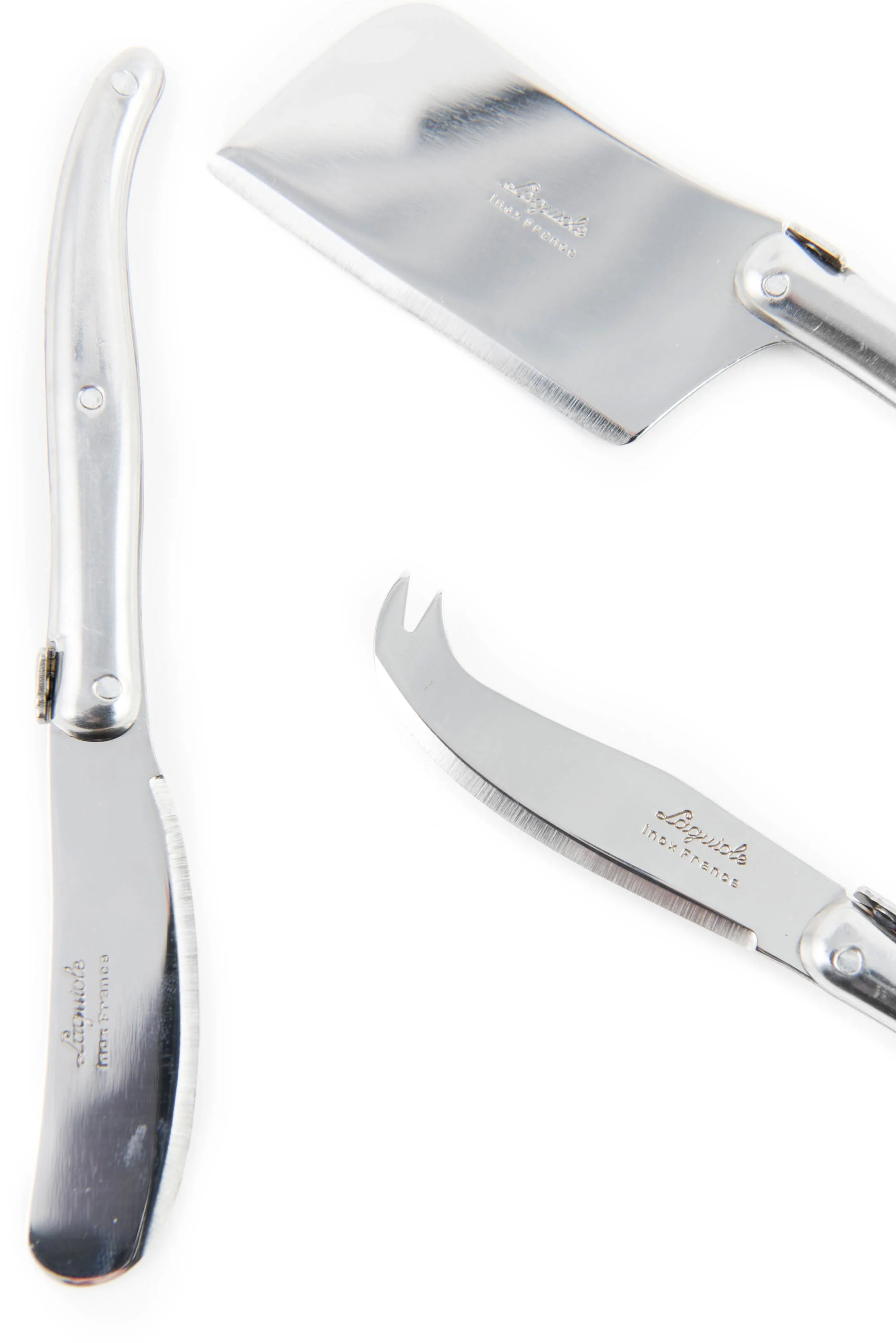Laguiole 3 Piece Mini Cheese Utensil Set, Stainless Steel in Wood Box with Acrylic Lid - Image 4