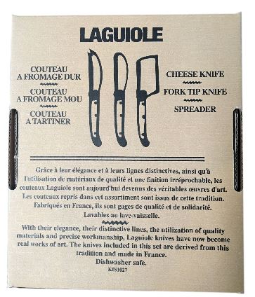 Laguiole 3 Piece Mini Cheese Utensil Set, Stainless Steel in Kraft Paper Box - Image 4