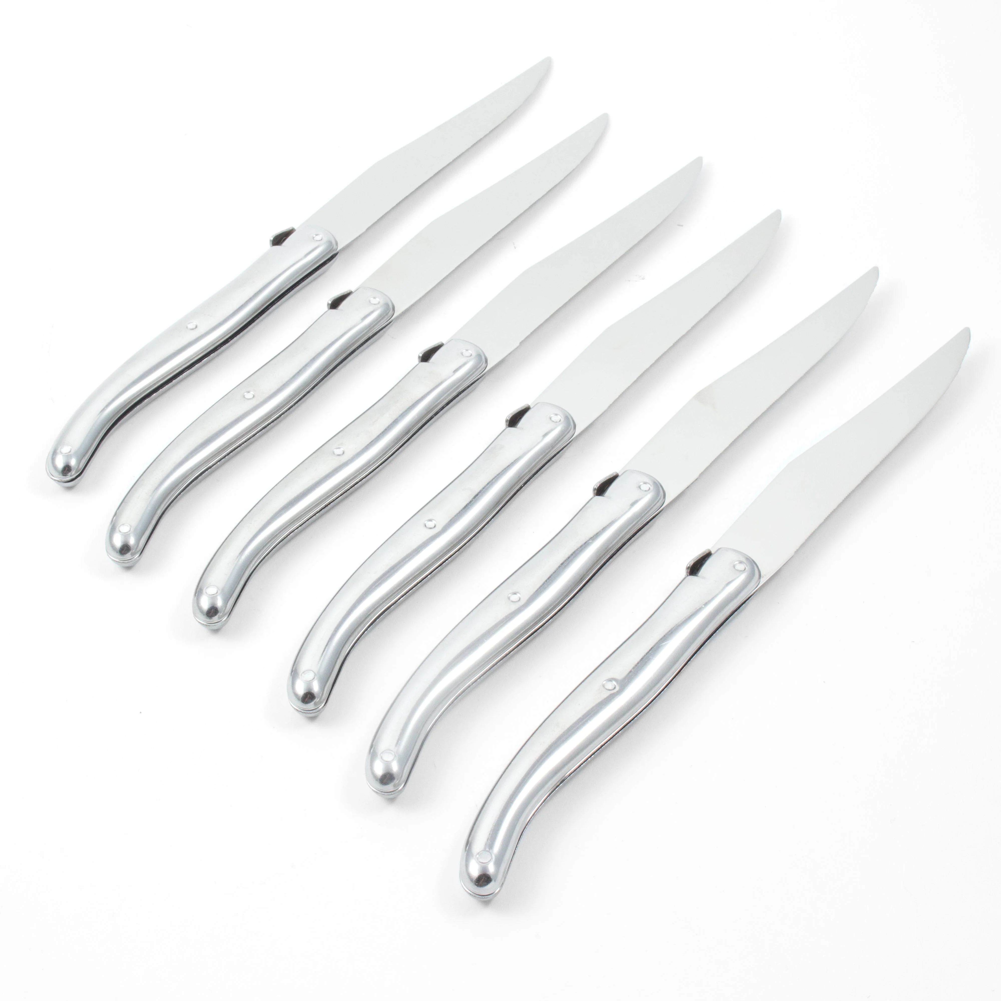 Laguiole 6 Piece Steak Knife Set, Platine Stainless Steel in Wood Box with Acrylic Lid - Image 4