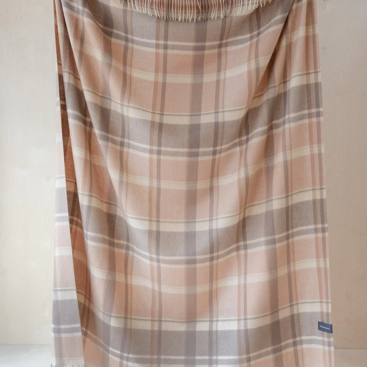 Lambswool Blanket in Neutral Multi Check - Image 4