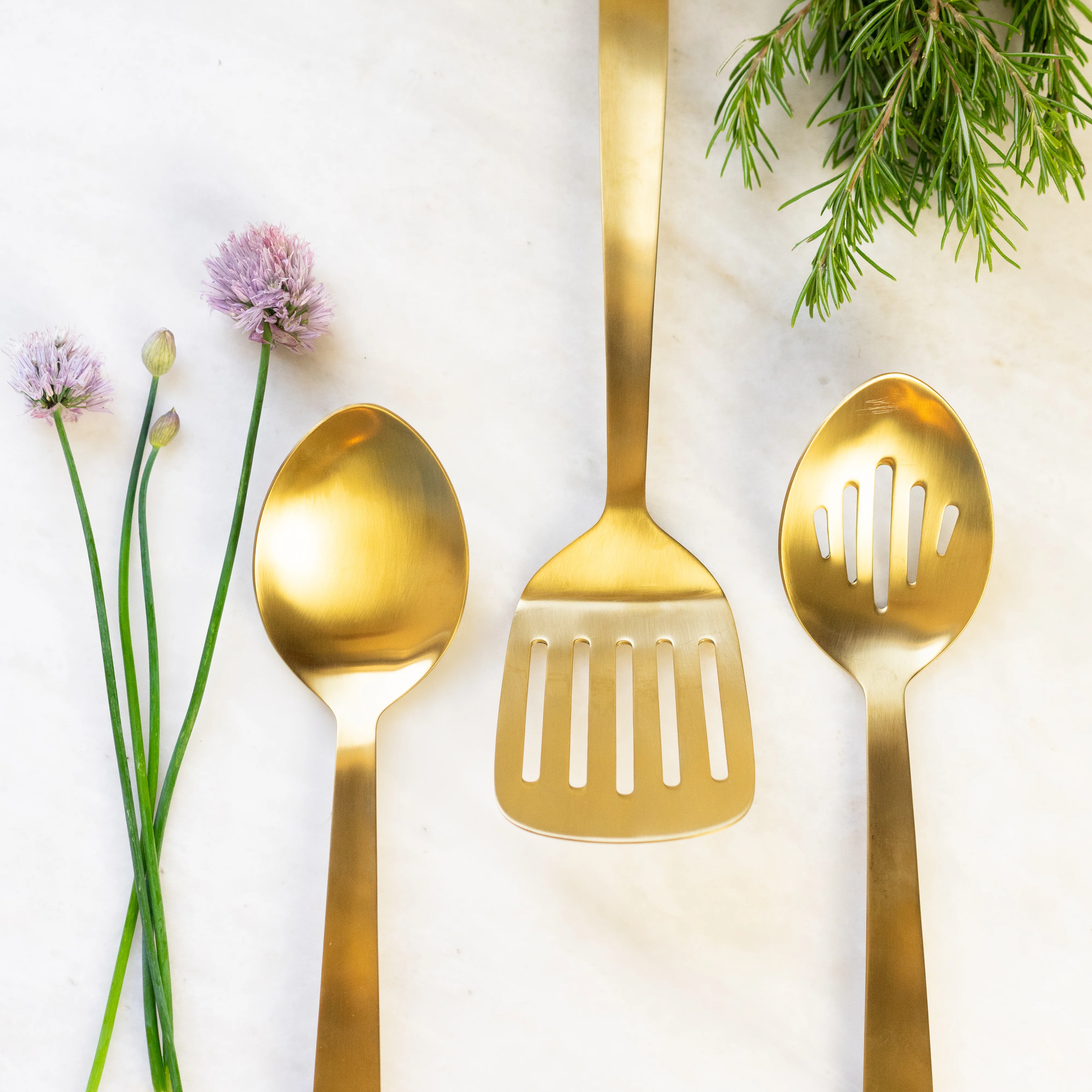 Matte Gold Slotted Spoon - Image 2