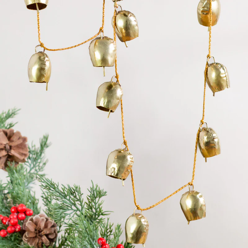 Metallic Gold Bell Garland - Image 2