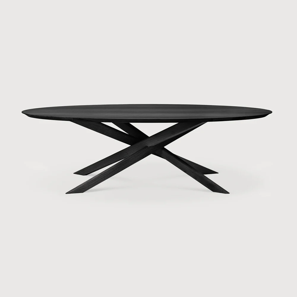 Mikado Dining Table, Varnished Oak, Black, Oval - Image 5