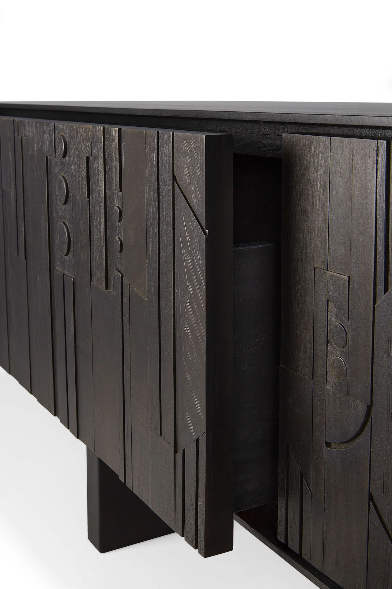 Mosaic Black Teak Media Console, 95.5" - Image 10