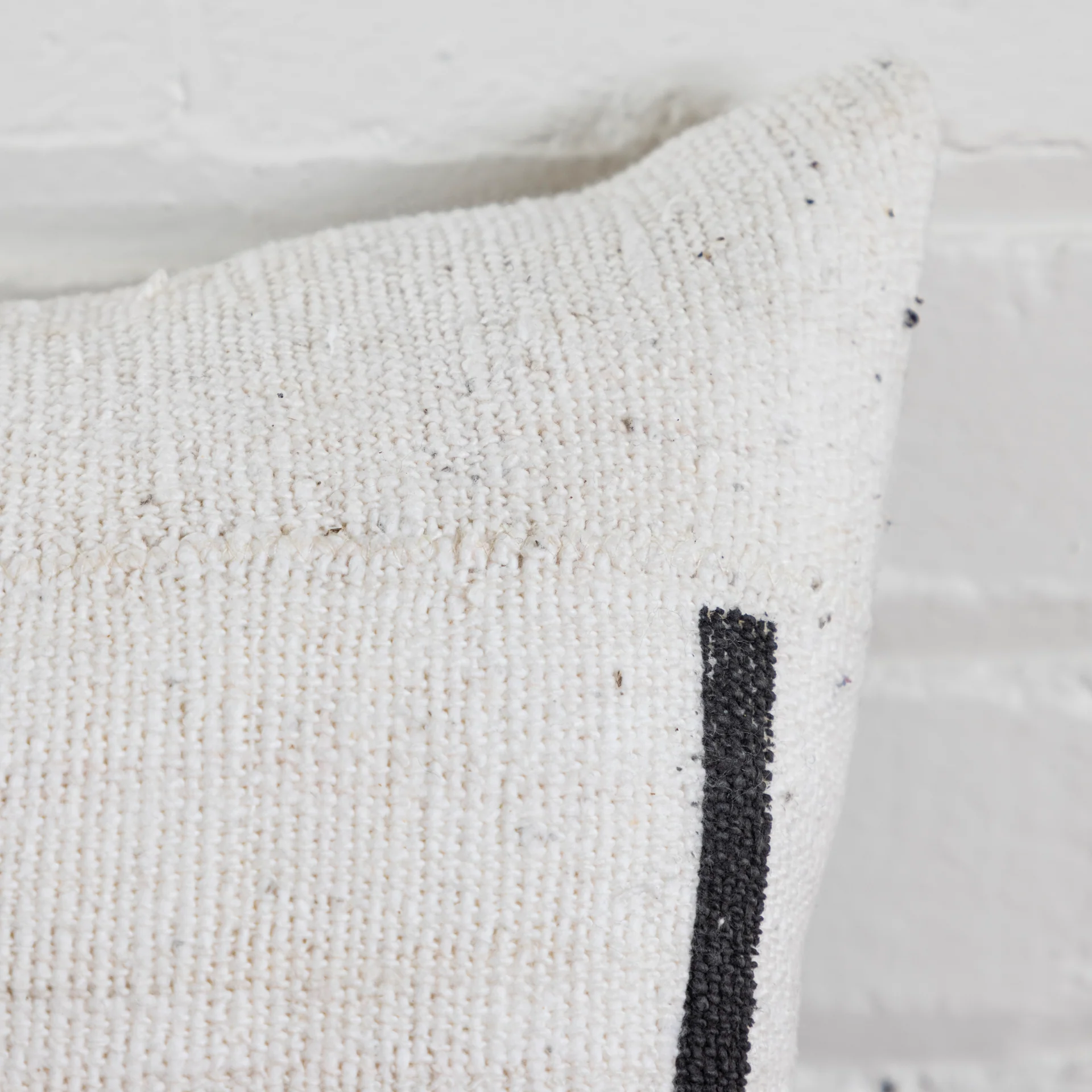 Mud Cloth Square Pillow, White with Black Dashes - Image 4