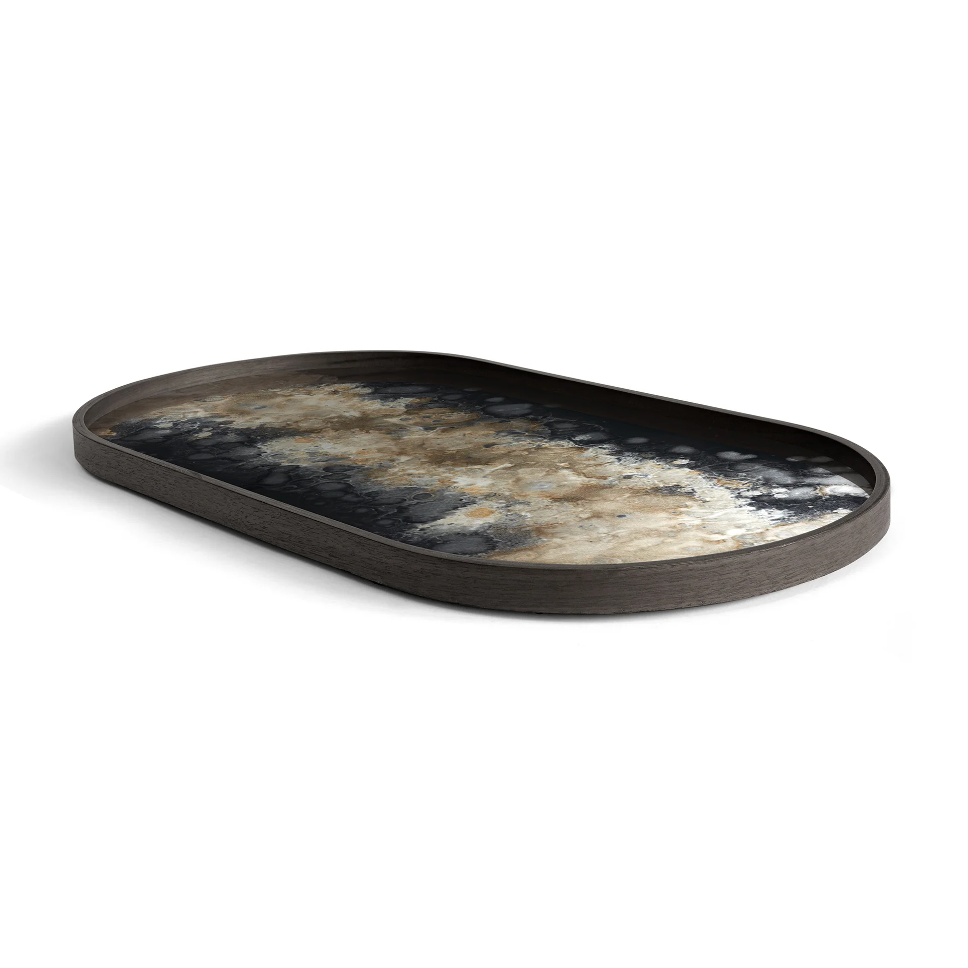 Oblong Black Glass Organic Tray - Image 3