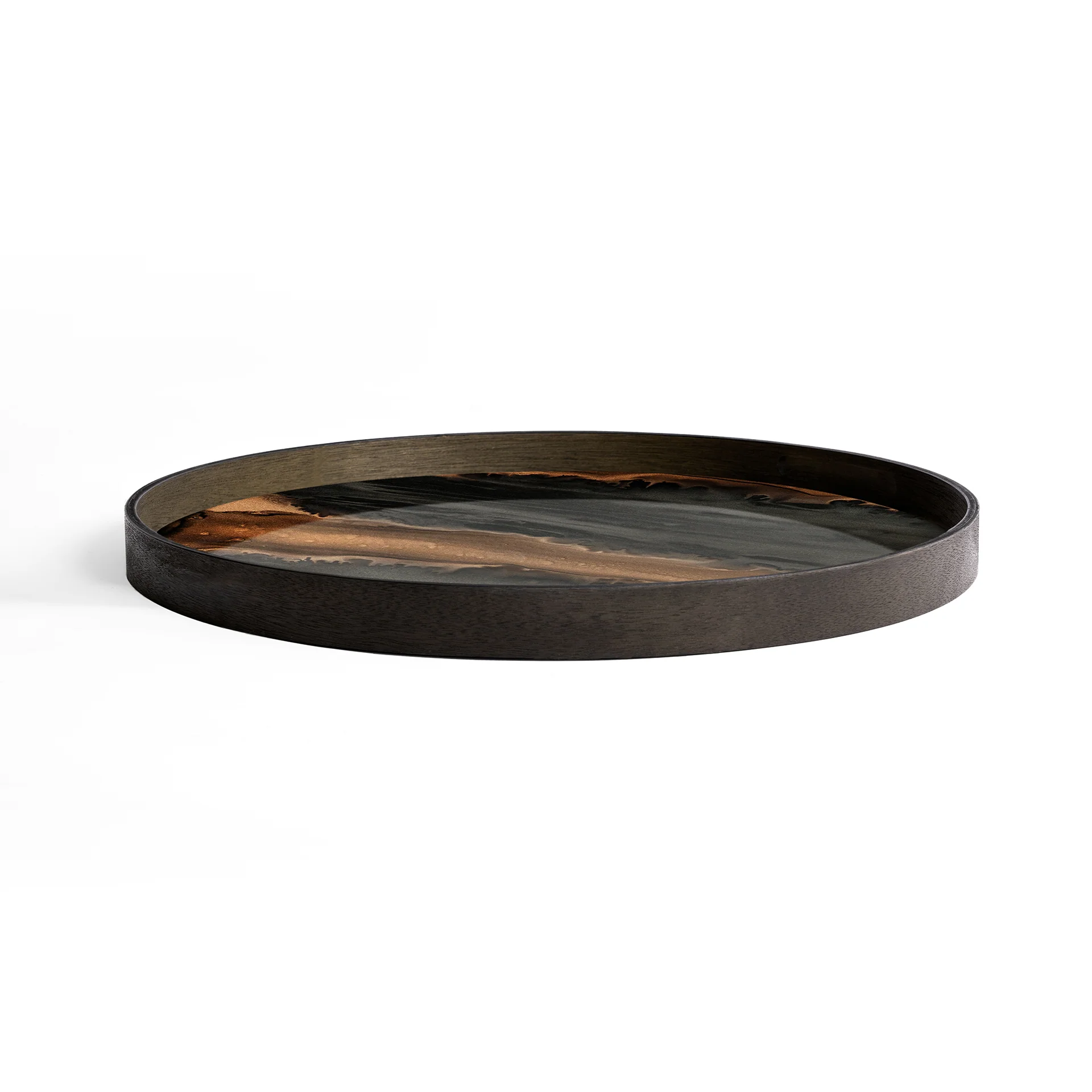 Round Large Glass Organic Tray, Bronze - Image 5