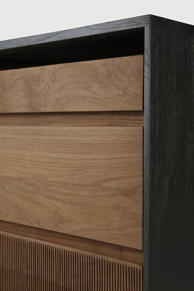 Oscar drawer unit - varnished teak - black - 3 drawers - with keylock - Image 4