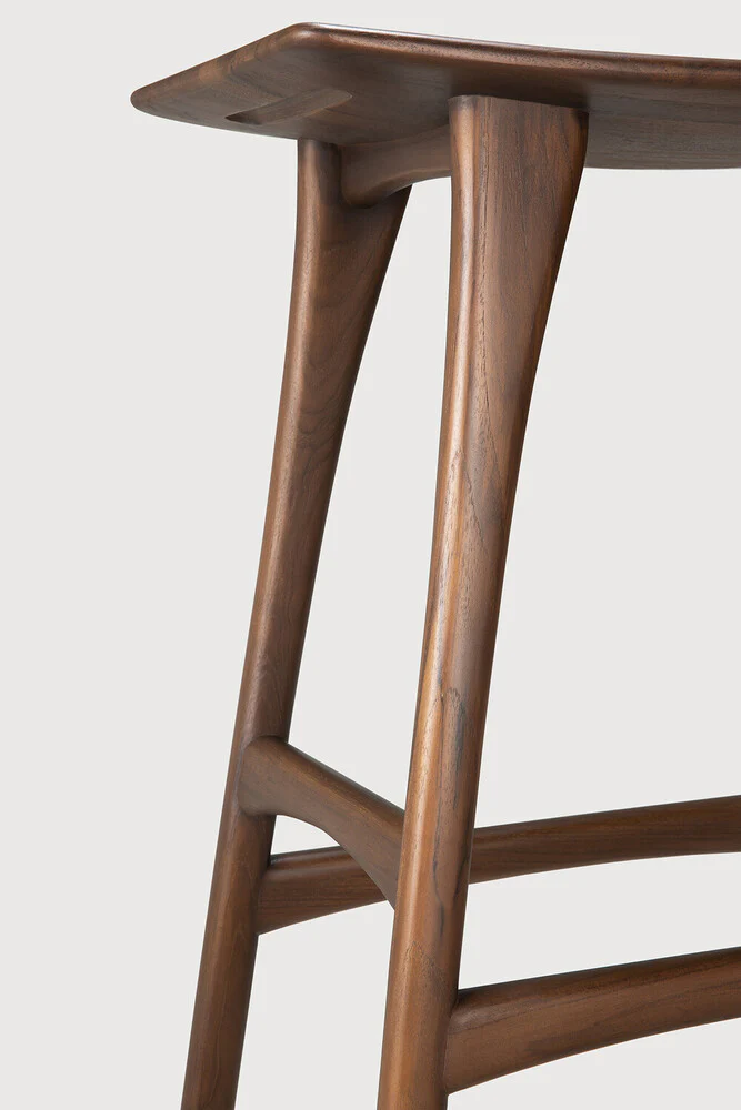 Osso bar stool - varnished teak - brown - Image 5