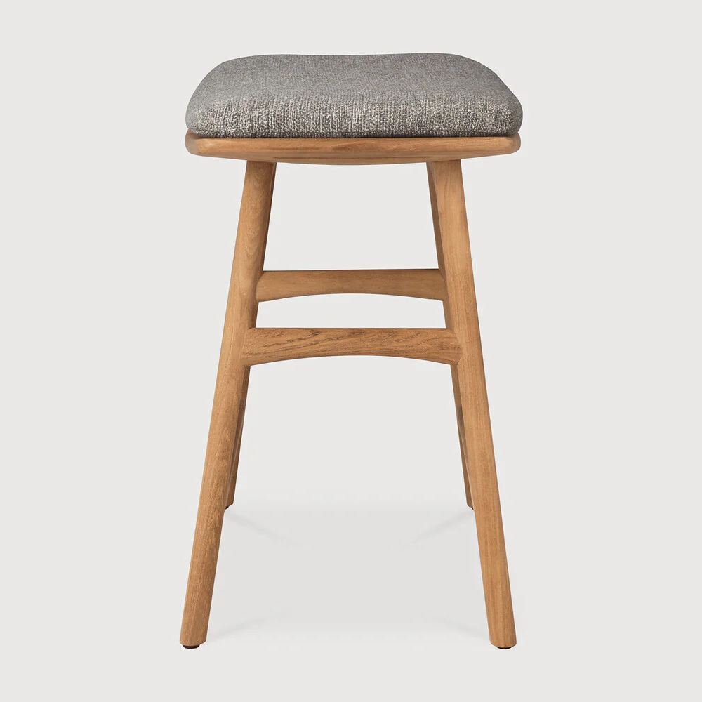 Osso outdoor stool - teak - Mocha fabric - Image 3