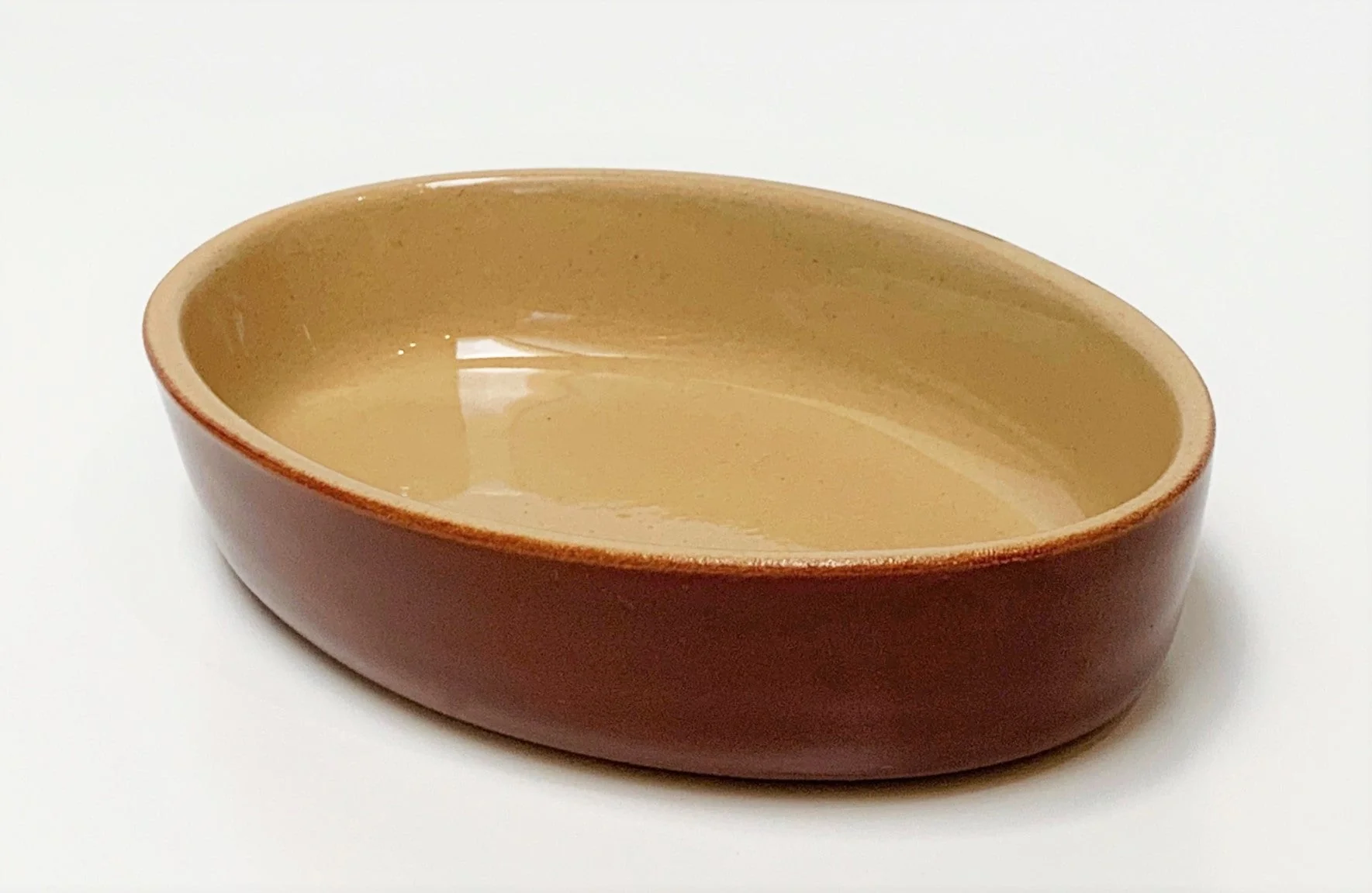 Vintage French Stoneware Oval Dish - Small (0.25 L) - Brown - Image 3