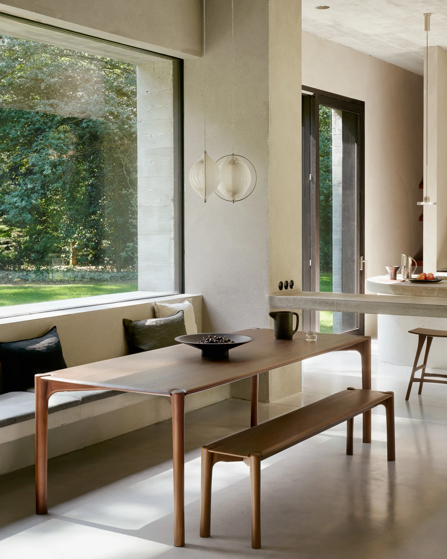 PI dining table - varnished teak - brown - rectangular - Image 2