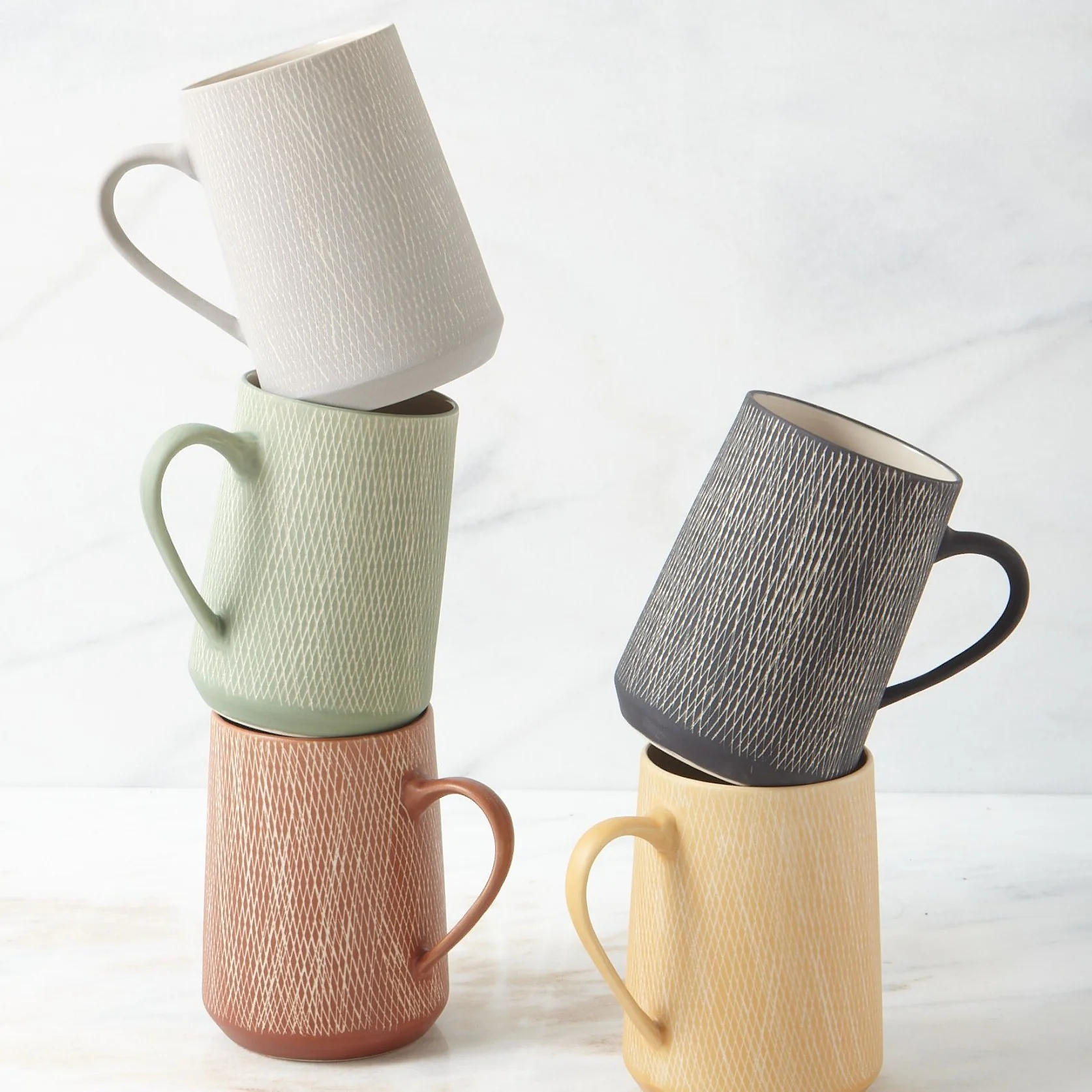 Rust Crosshatch Mugs, Set of 4 - Image 5