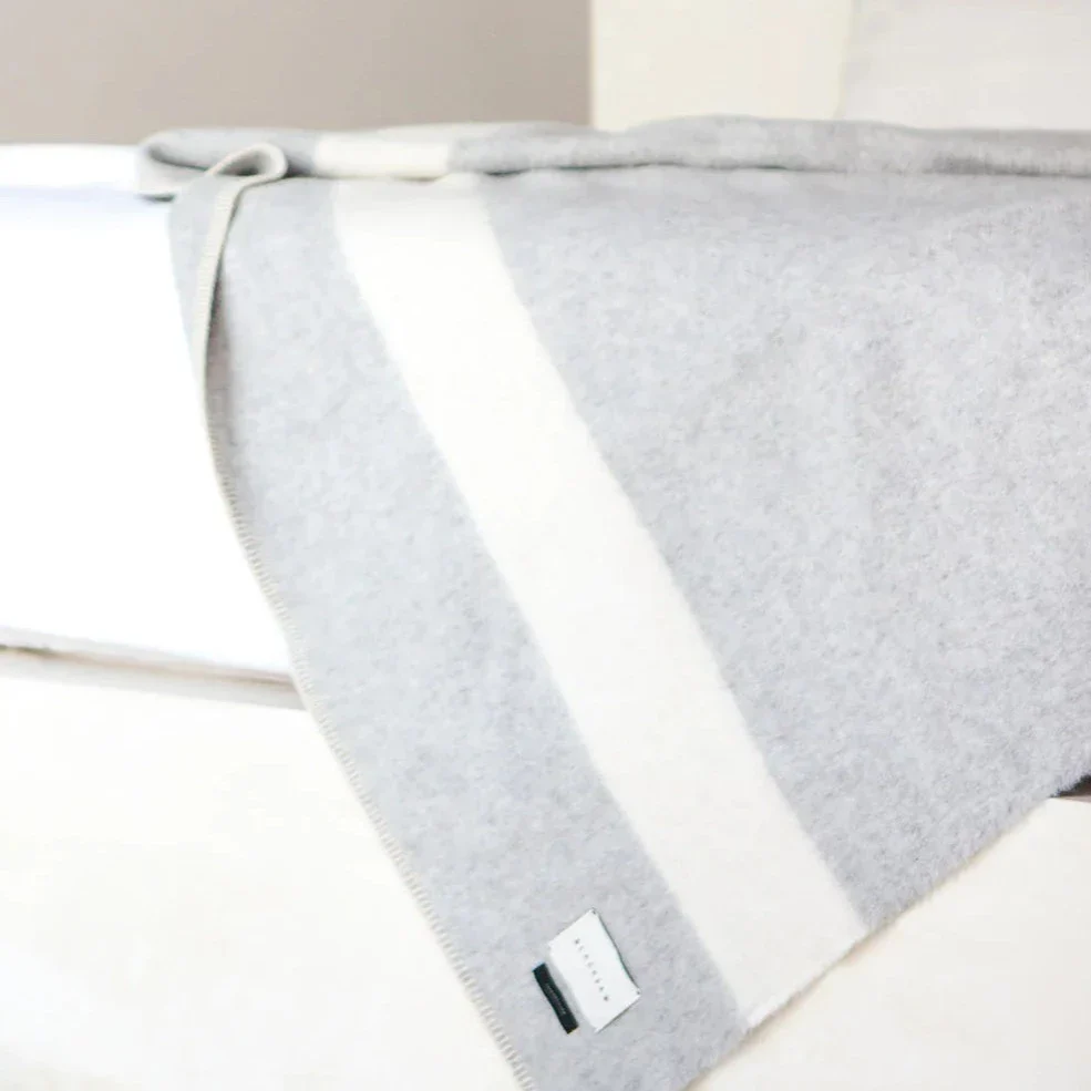 Siempre Blanket, Light Heather with Ivory Stripe - Image 9
